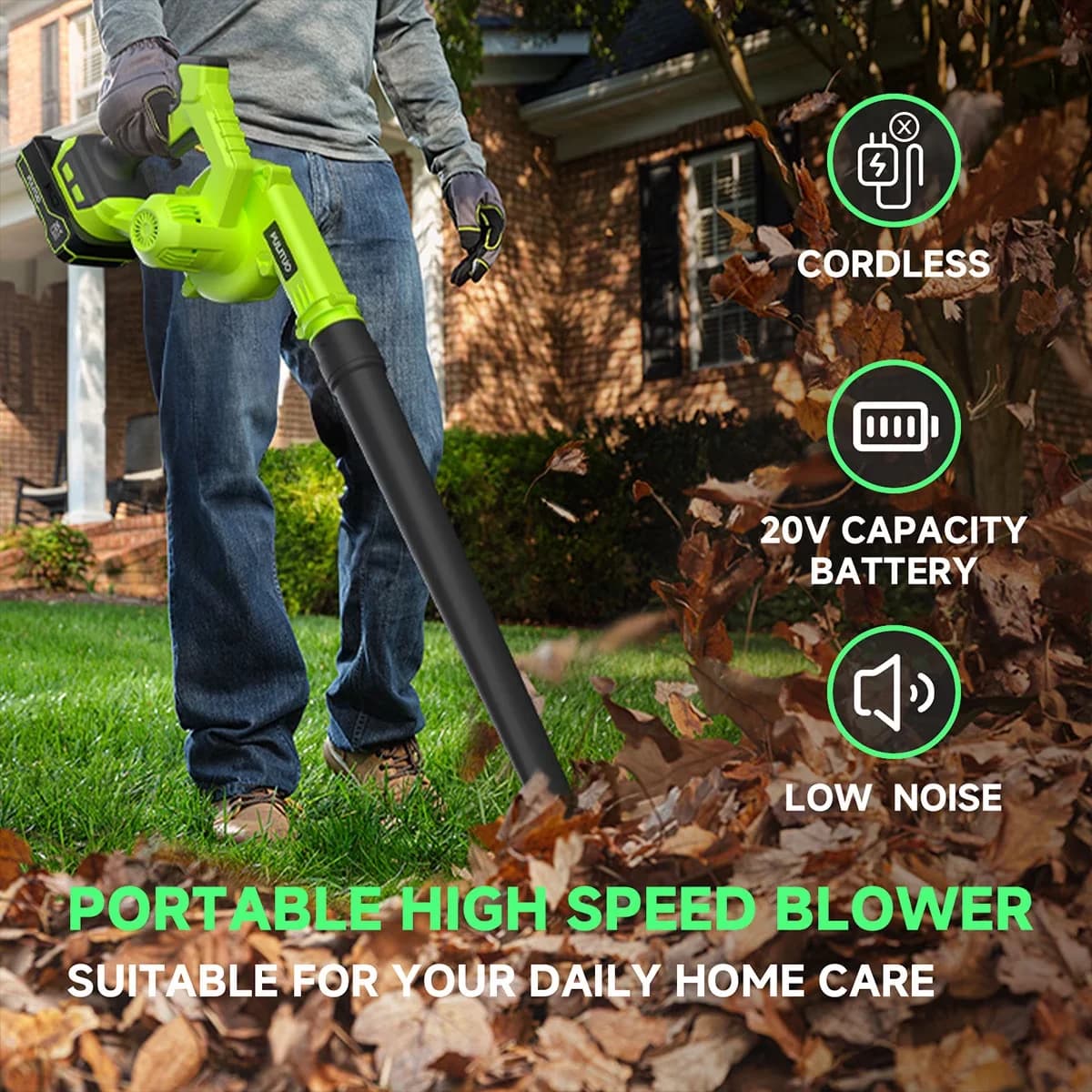 Professional Leaf Blower with Battery, 20V, 1 Batteries & Charger - Long-Lasting Performance Model 7AF147