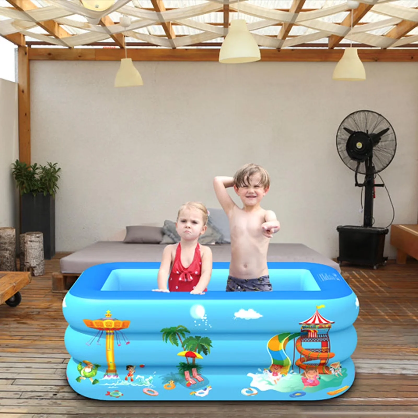 Innovative Inflatable Pool with Puncture Resistant, Paddling Pools - Blue for Small Model 7FDB1E