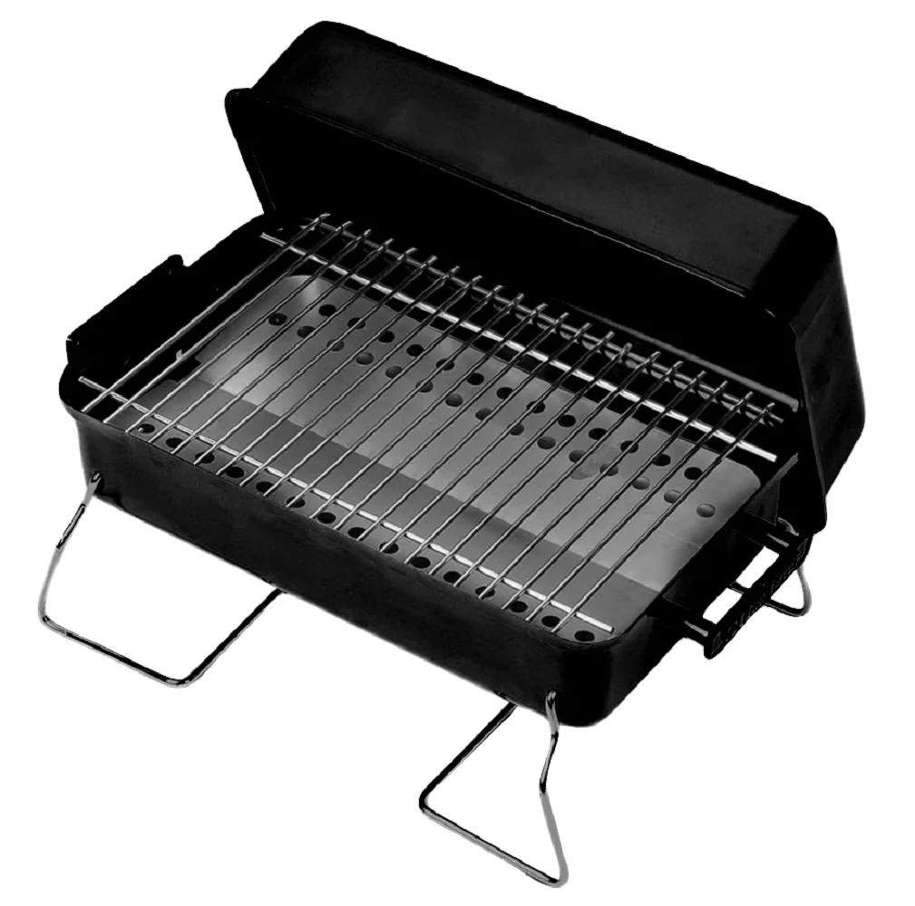 Modern Charcoal Grill with Portable, 190 Sq. Inch Portable, Chrome-plated steel wire cooking grates - Black Heavy Duty Steel Model 42C8C2