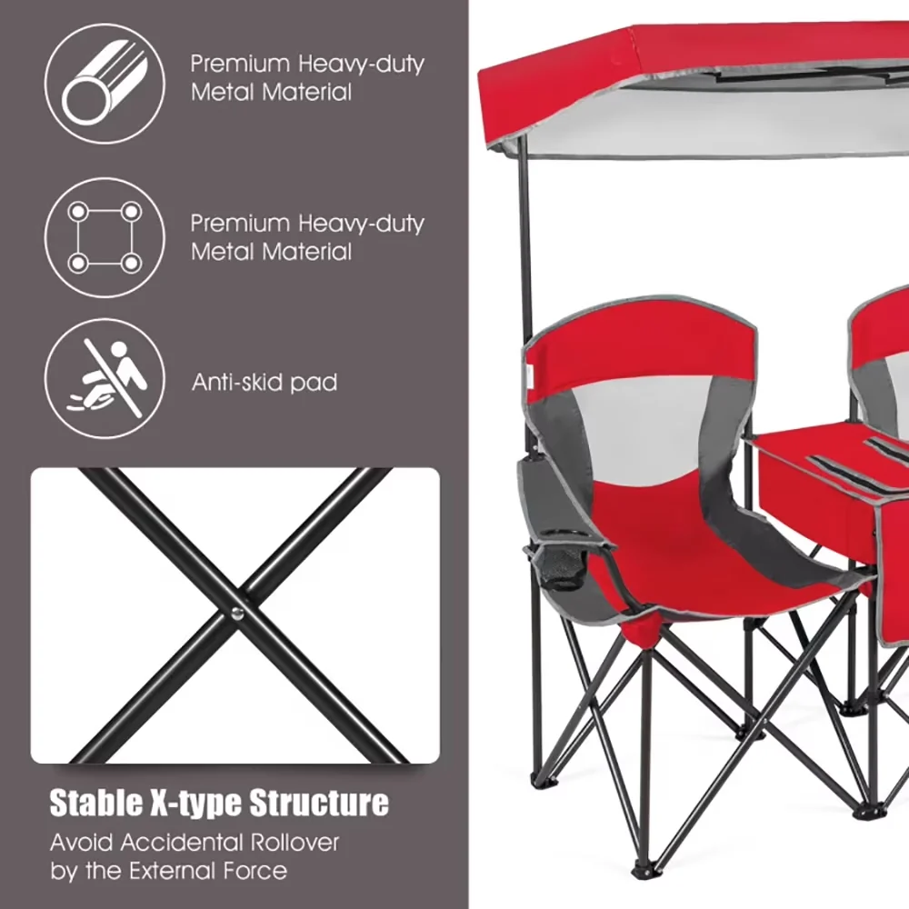 Efficient Beach Chair with Folding, Adjustable, Camping Chairs - Red for Camping Model 21D266