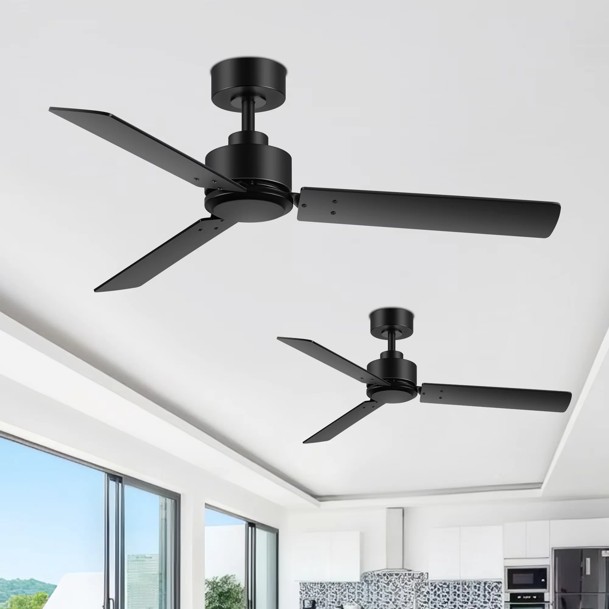 Innovative Ceiling Fan with Eco Friendly, Farmhouse, 3 Blades - Black Plastic Model 29C410