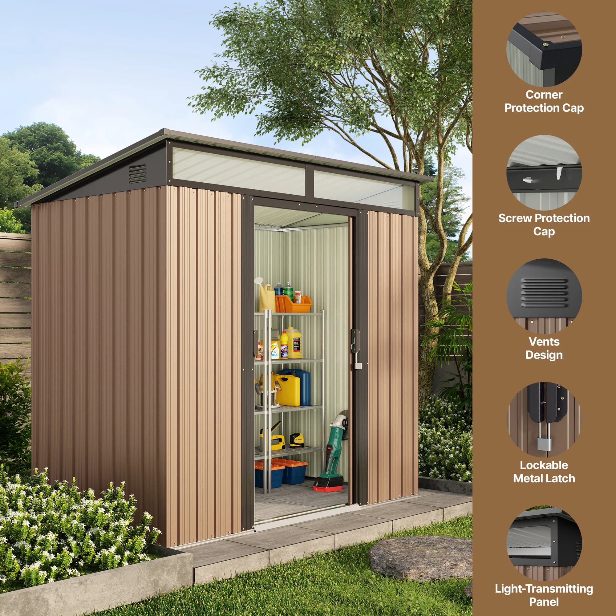 Versatile Shed with Lockable Door, Waterproof, Uv Resistant - Gray Metal for Garden Model F72AD2