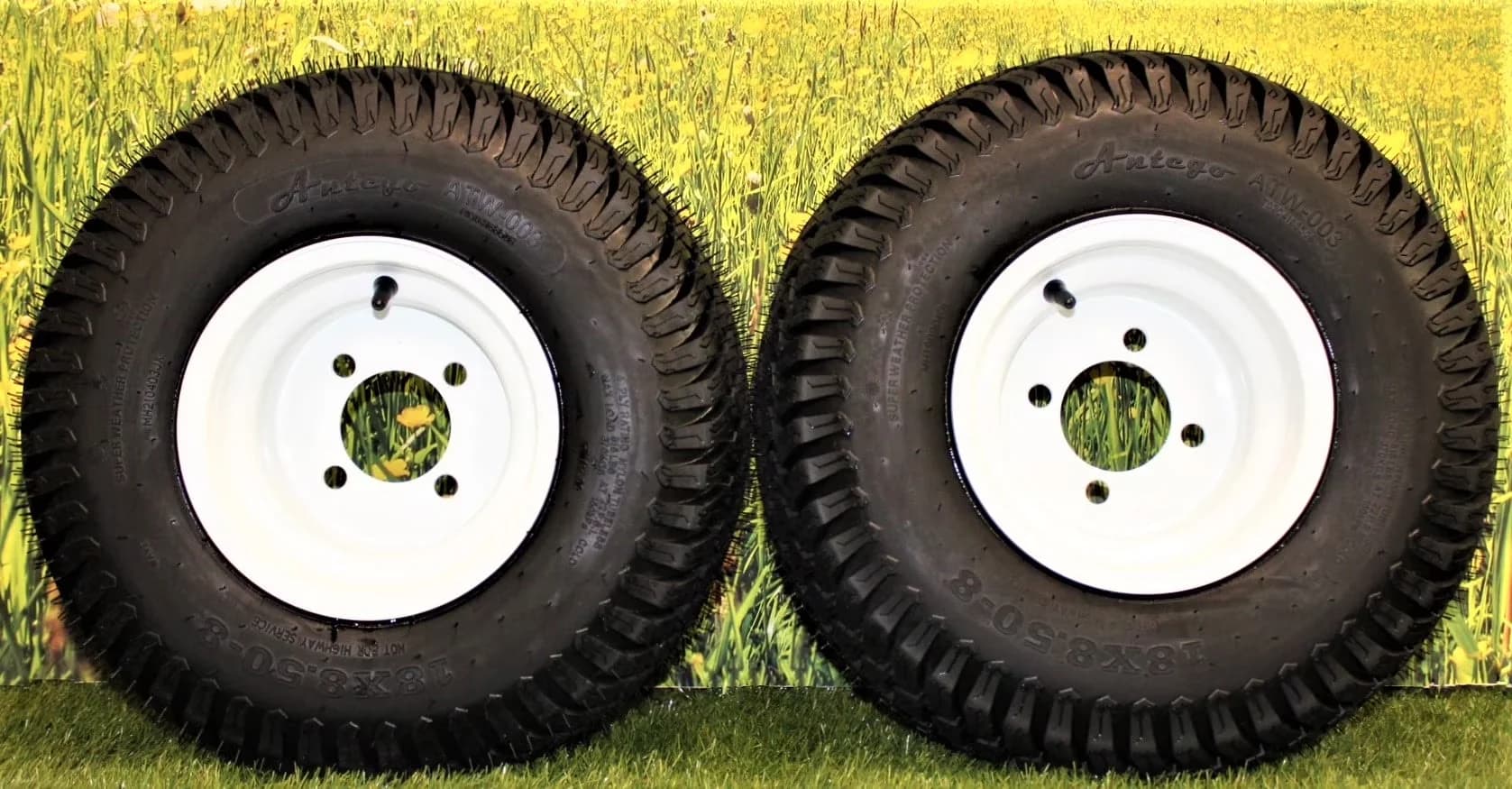 Stylish Golf Cart Tire with Compatible with Toro Grandstand, Compatible with Craftsman, Alloy Steel Wheels - Model E4E148