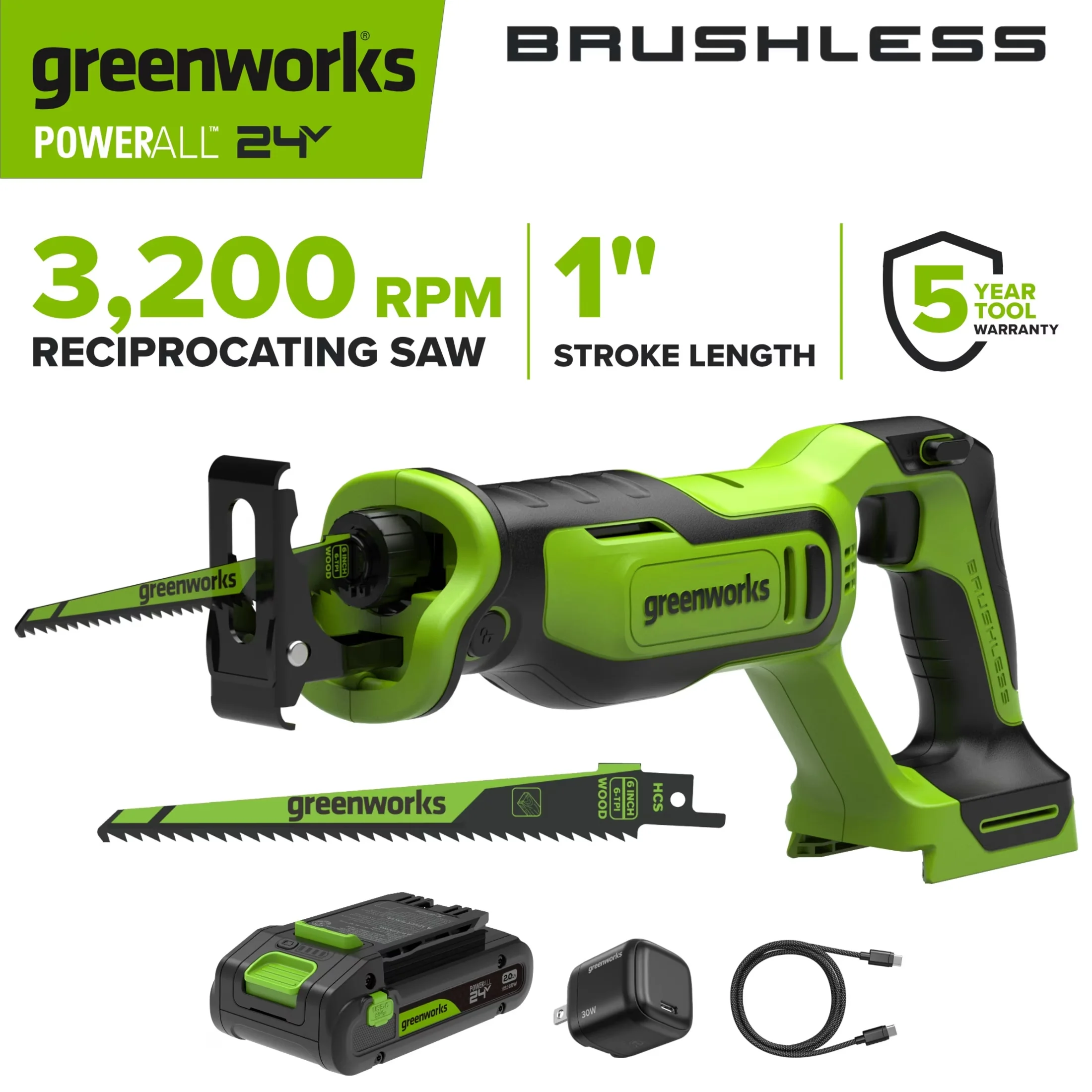 Professional Power Saw with Battery, 30W, 2Ah Battery - 24V - Satisfaction Guaranteed Model EDDE7D