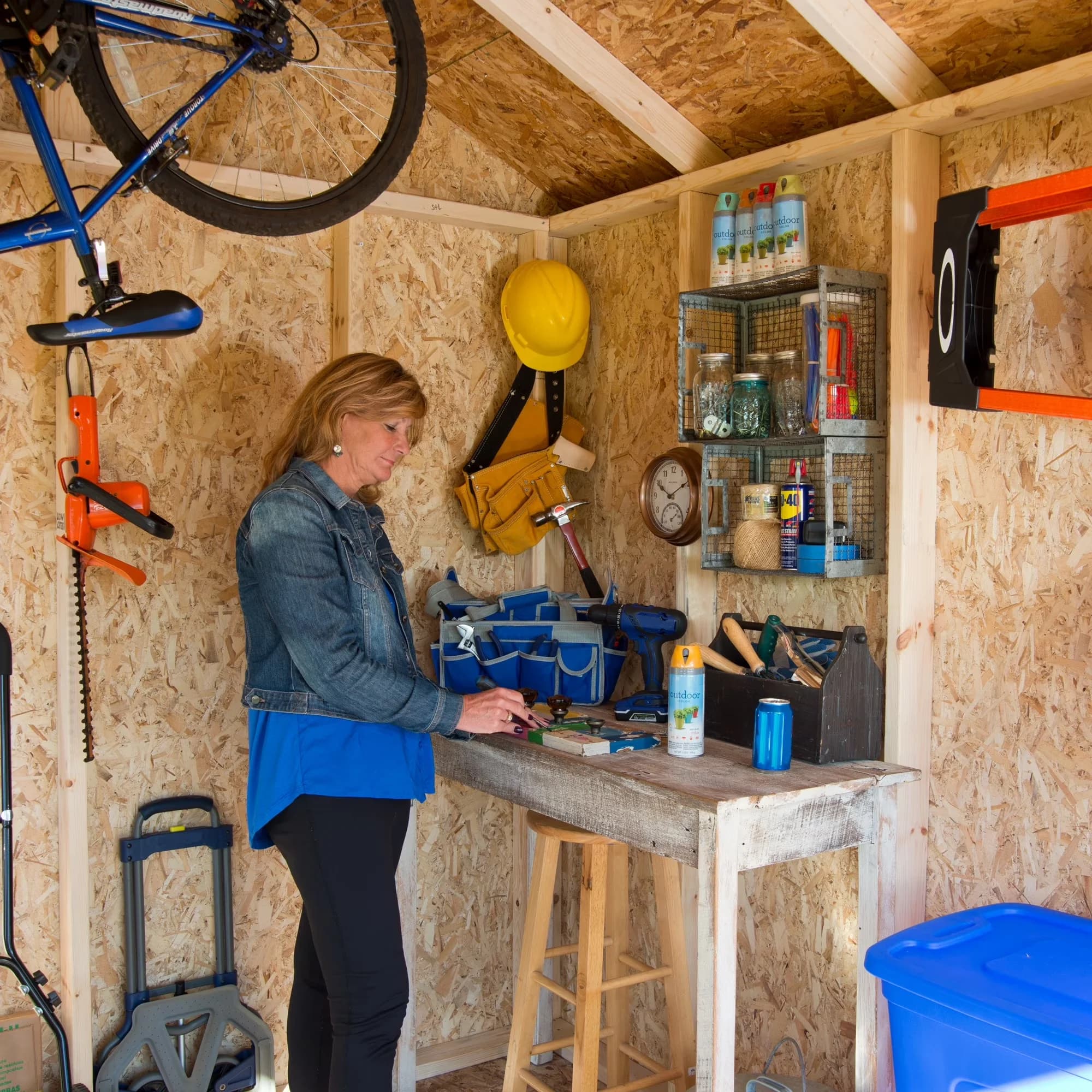 Shed Versatile with Rust Resistant, Paintable, Beachwood 10 ft. x 12 ft. Wood Storage ( - Brown Wood Model 718D51