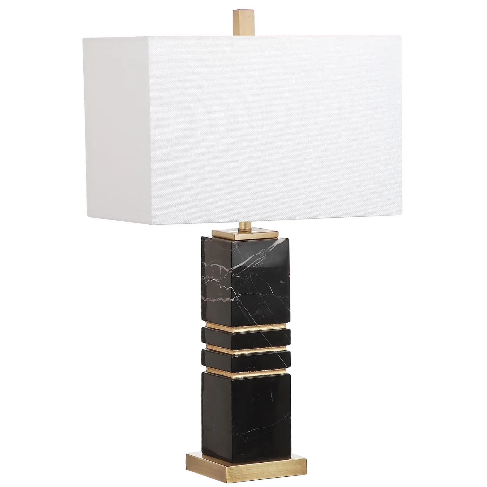 Table Lamp Sleek with Modern, Color: Black/Gold, Jaxton Marble 27.5 in. H Marble/Iron - White Marble, Iron Model 2905DA