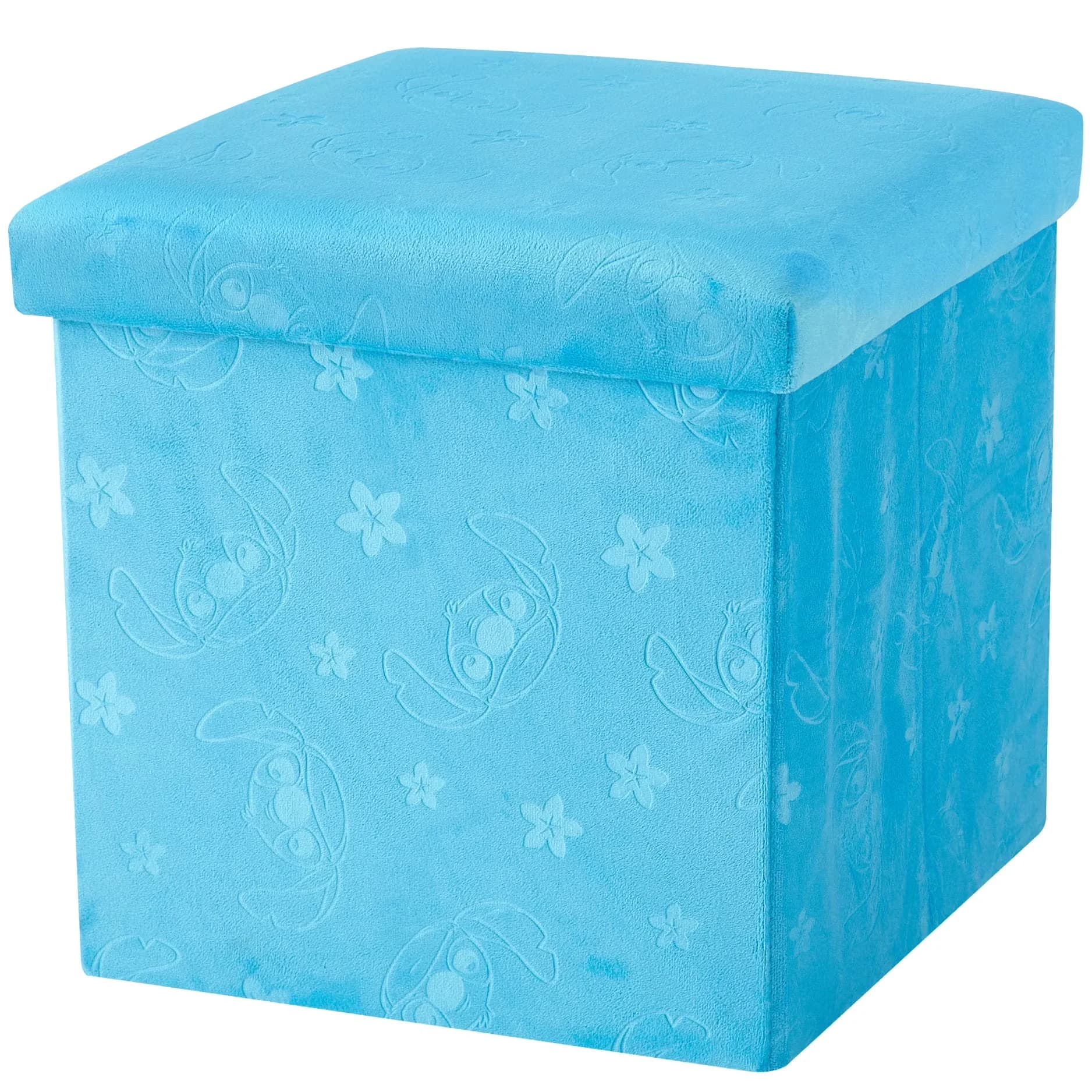 Quality Garage Storage Supply with Collapsible, Stitch Kids' Embossed Ottoman, Blue - Mdf Foam, Micromink Blue Model 79CF50