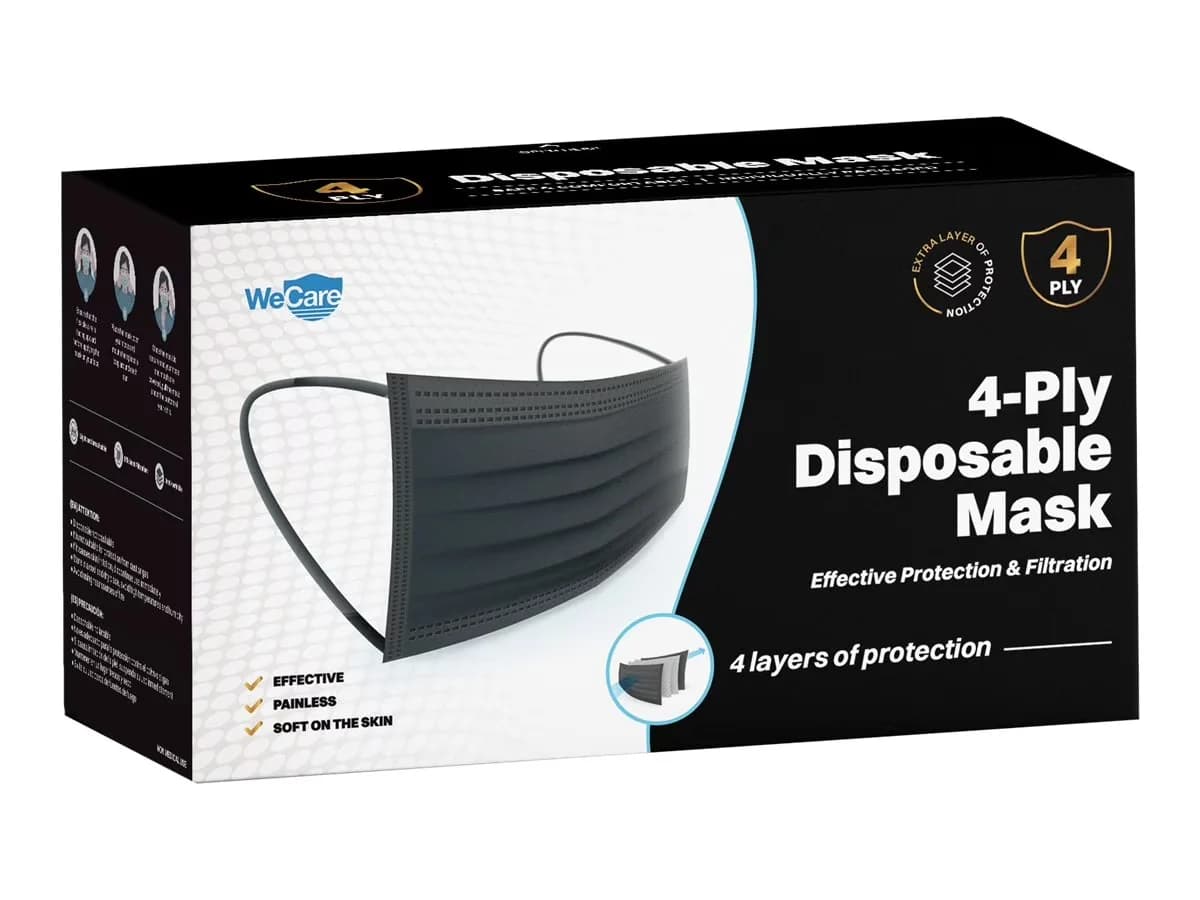 Compact Protective Equipment with Disposable, Black, 4-Ply - Black Adjustable Model 395A34
