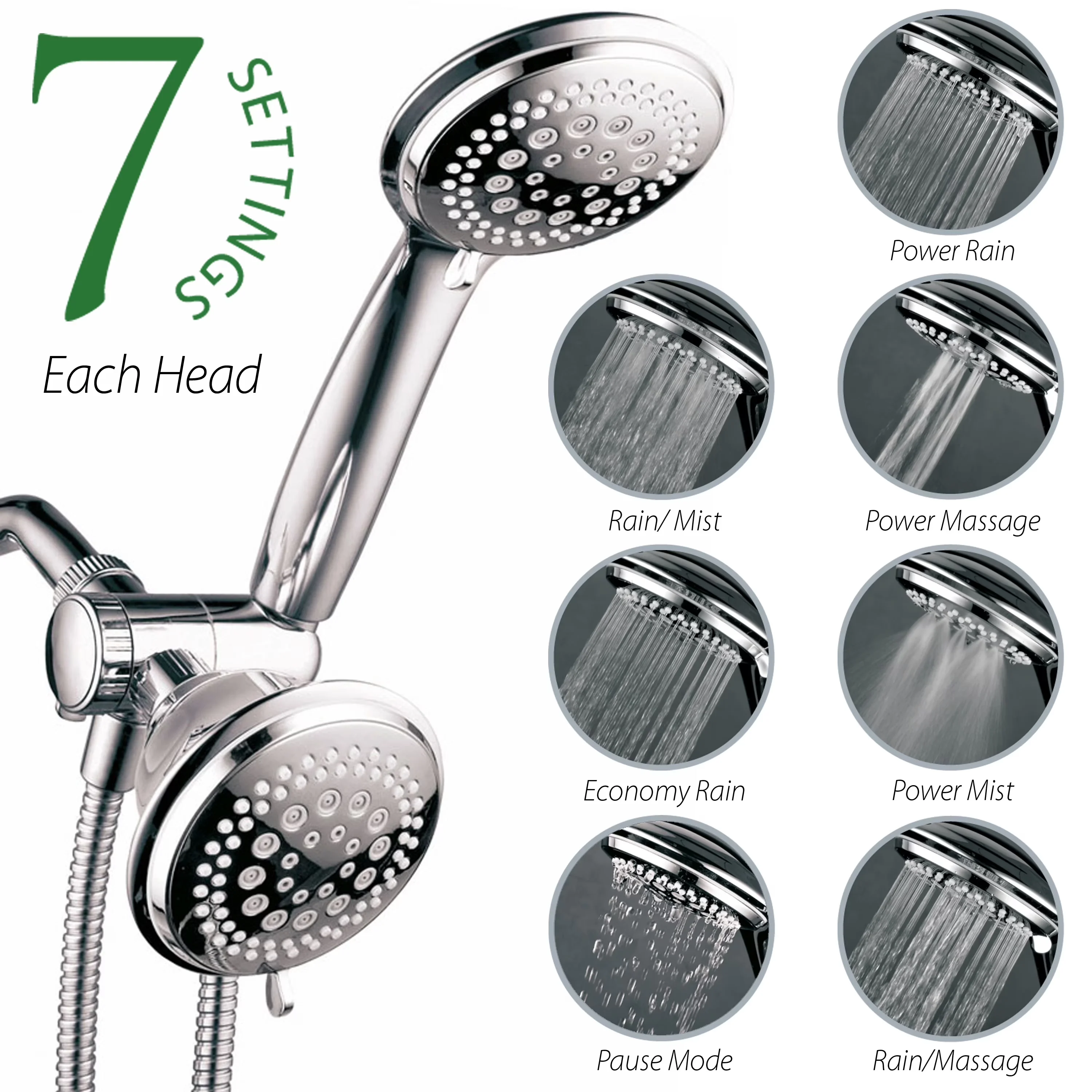 Modern Shower Head with Easy Installation, Flexible - Chrome Plated Abs Multicolor Model 8BF023