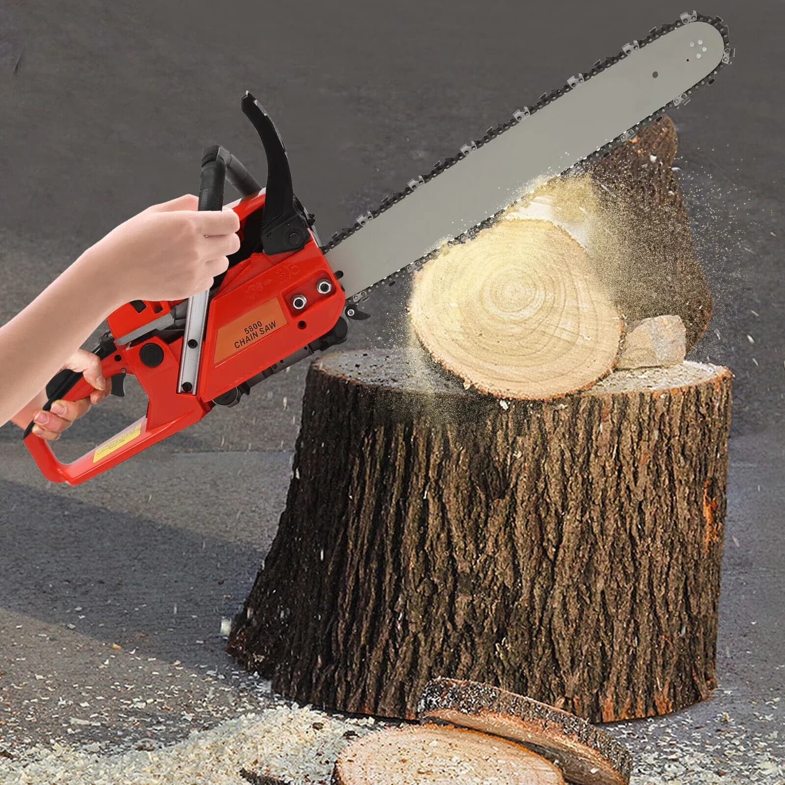Professional Chainsaw with Chain Brake, Adjust the Chain Tightness. - Orange Model 972F49