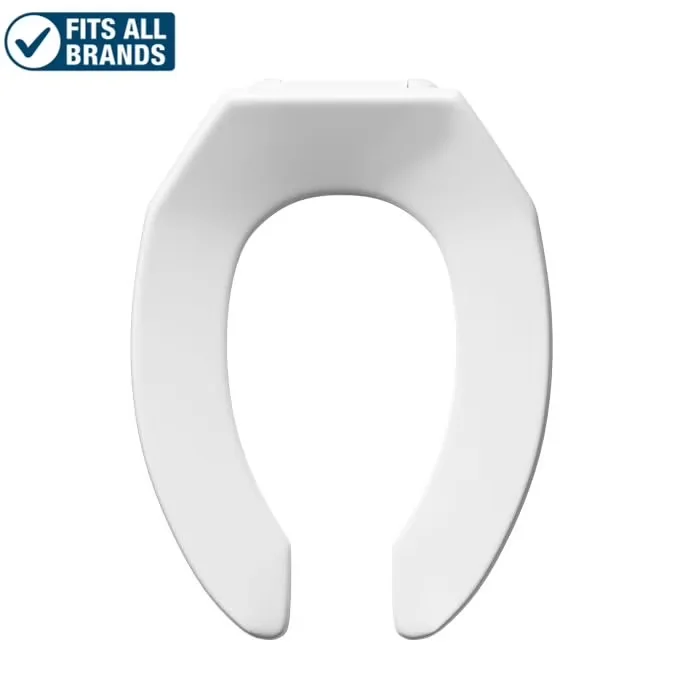Toilet Seats And Lid Essential with Heavy weight molded solid plastic, Open front less cover - Plastic White Model 58A7E7