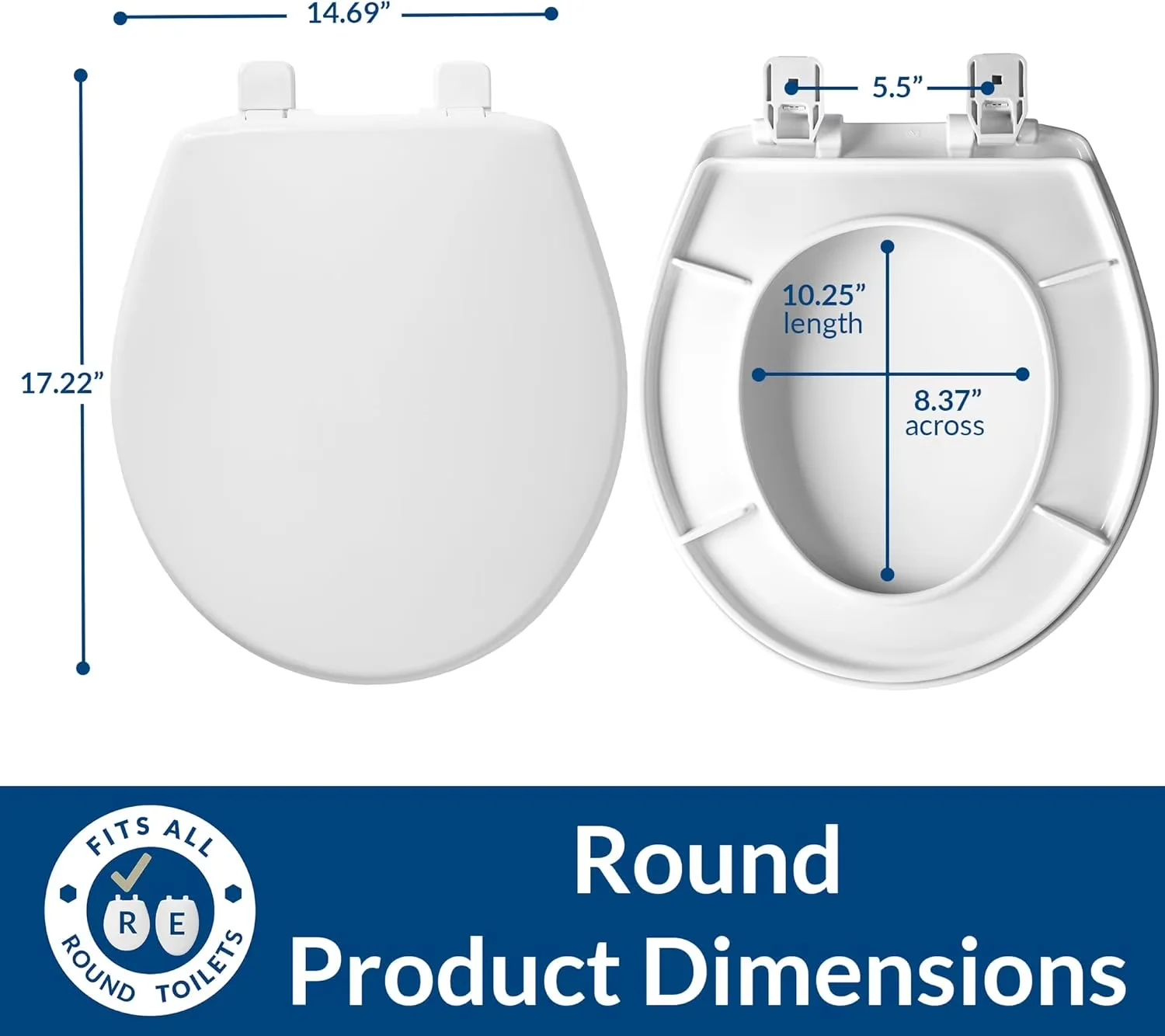 Reliable Toilet Seats And Lid with Hardware Included, Easy To Install, Soft Close - Plastic White Model 84AB99