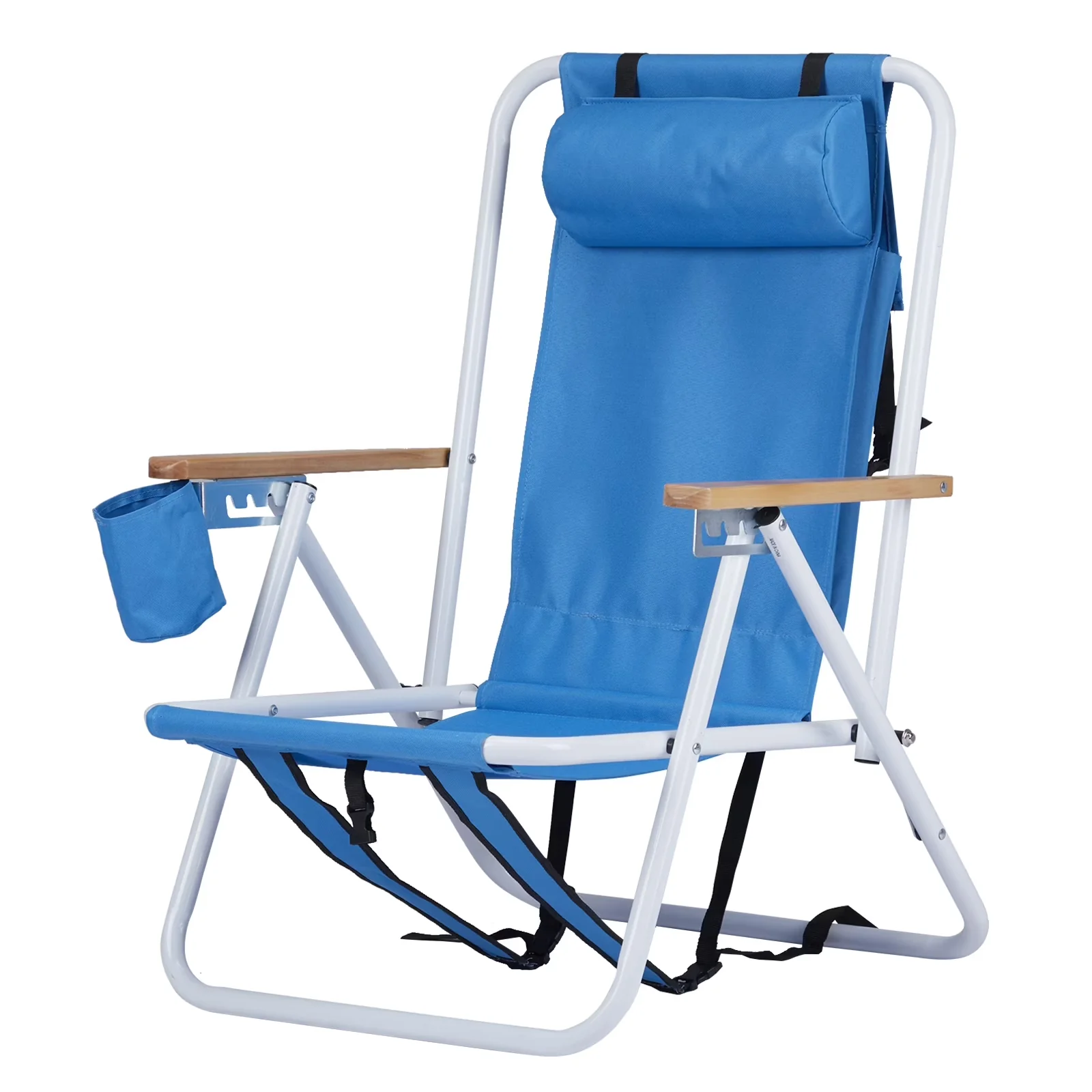 Compact Beach Chair with Adjustable, Blue, Portable High Strength - Blue Iron 600D Polyester Fabric Model 6DBE7B