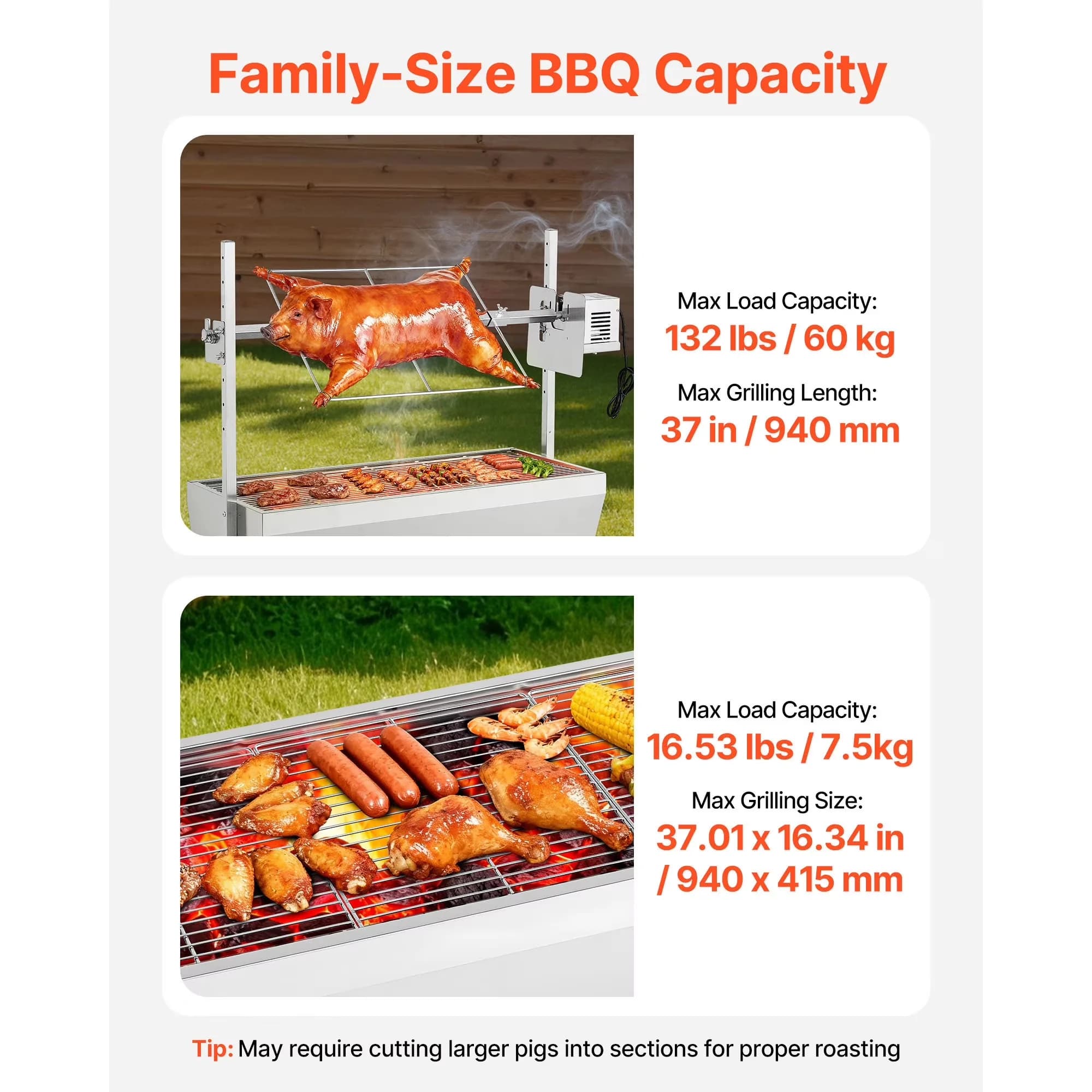 Charcoal Grill Professional with 38W, Portable - Black Stainless Steel Model 44737F