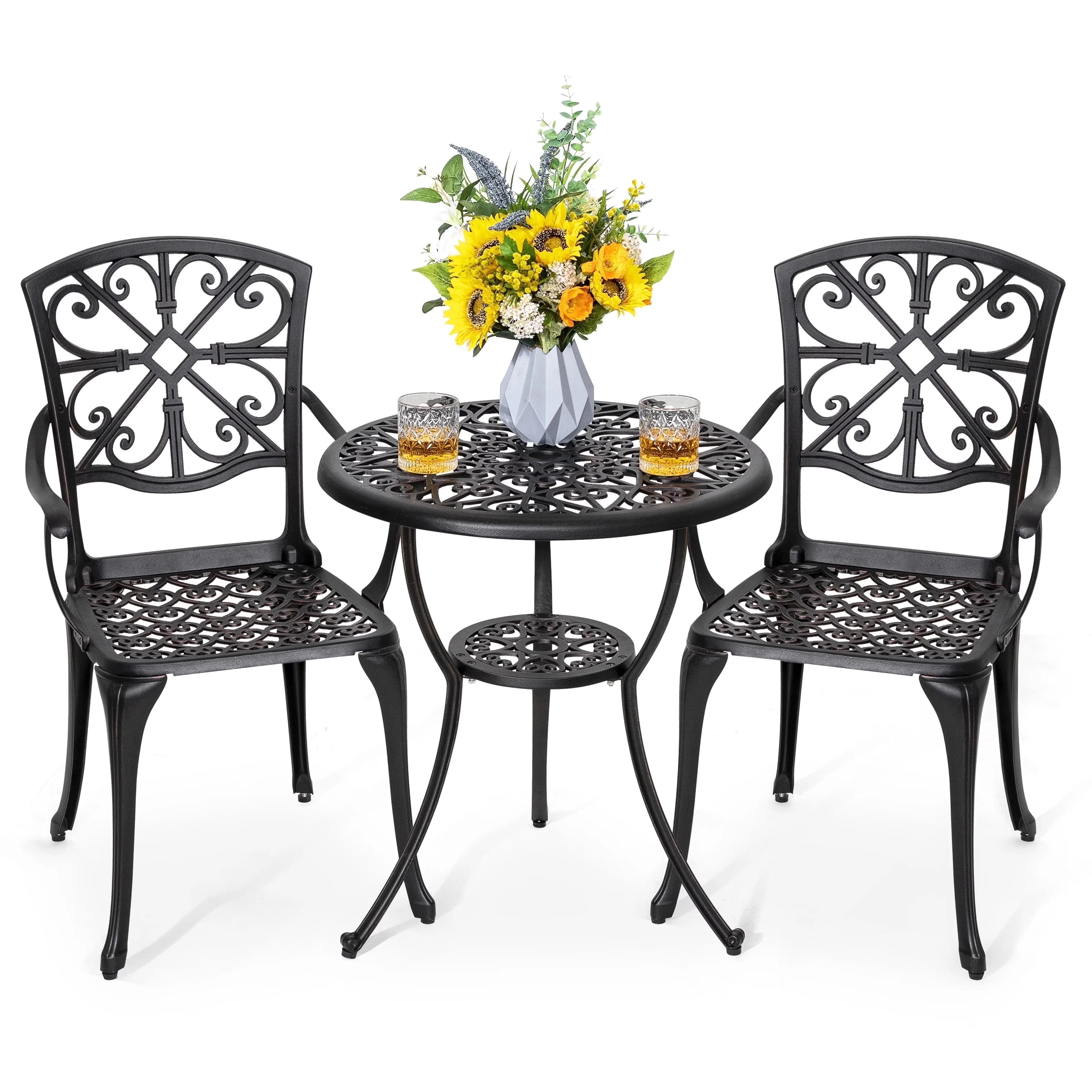 Modern Patio Dining Set with Weather-Resistant, Outdoor Table Sets, Umbrella Hole - Model D87724