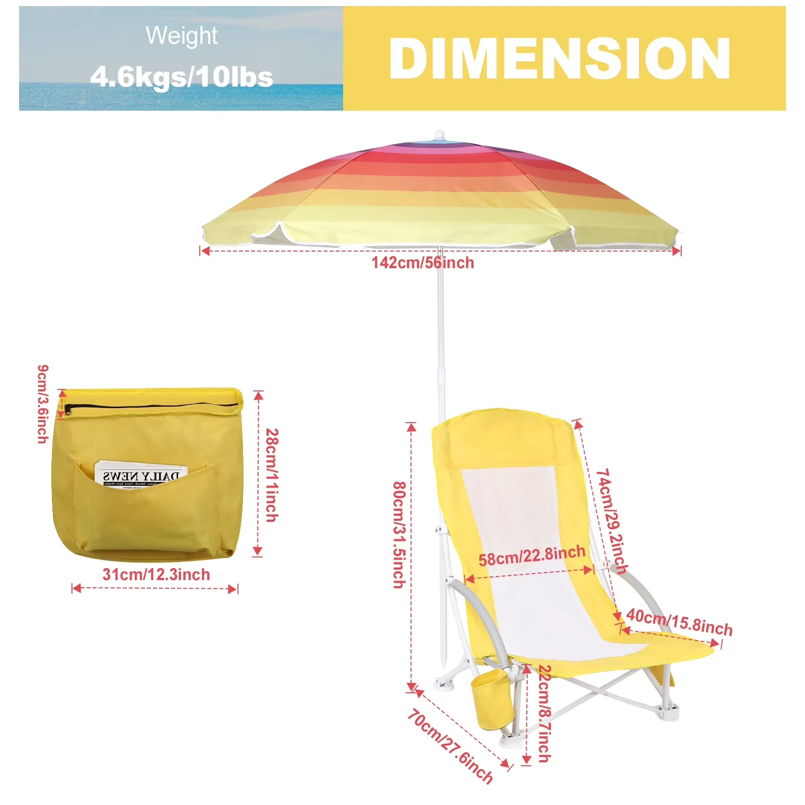 Quality Beach Chair with Folding, Chairs, Nice C - Polyester Yellow for Outdoor, Camping Model 390B27