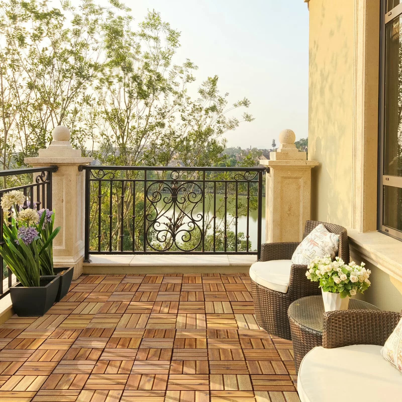 Grey Vinyl Flooring Vinyl Plank Flooring Durable with Interlocking - Acacia Wood, Plastic Off-White Model 849EE0