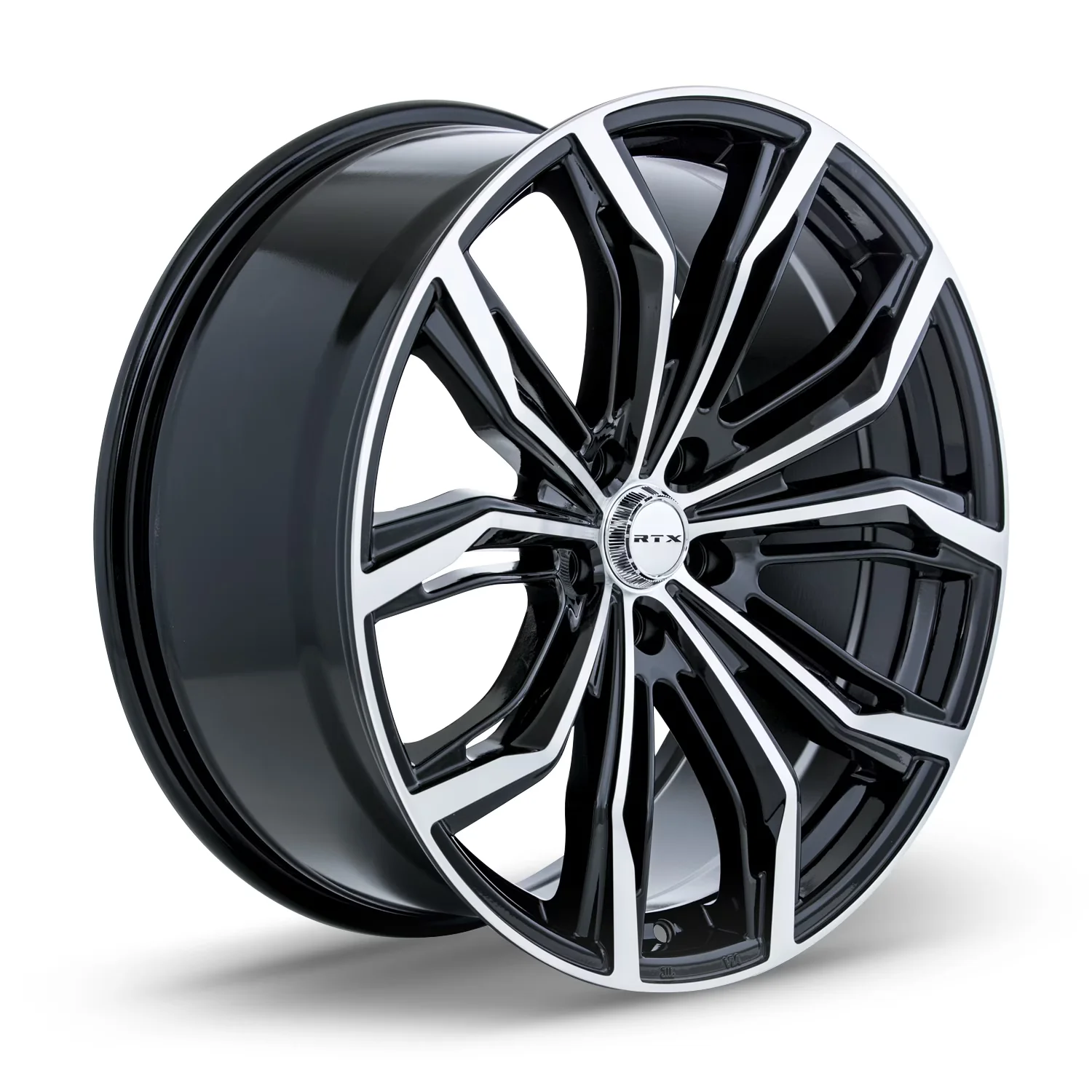 Reliable Wheels And Rim with Split Spokes, Lug Pattern: 5x115, Material: Aluminum Alloy - Black Machined Alloy, Aluminum Alloy Model 621E3B