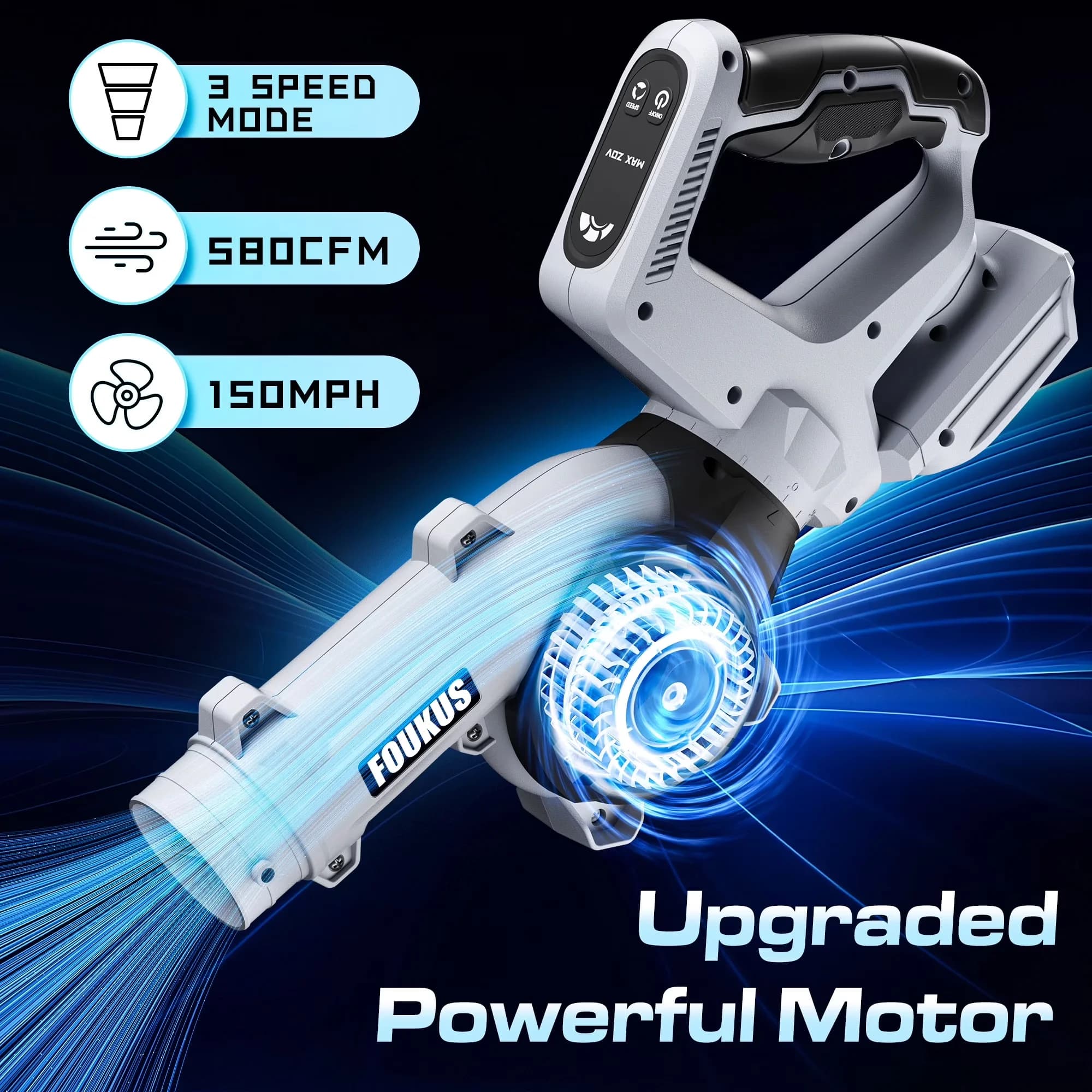 Professional Leaf Blower with Battery, 20V, High Power Electric Cordless for Garden - Model C867C4