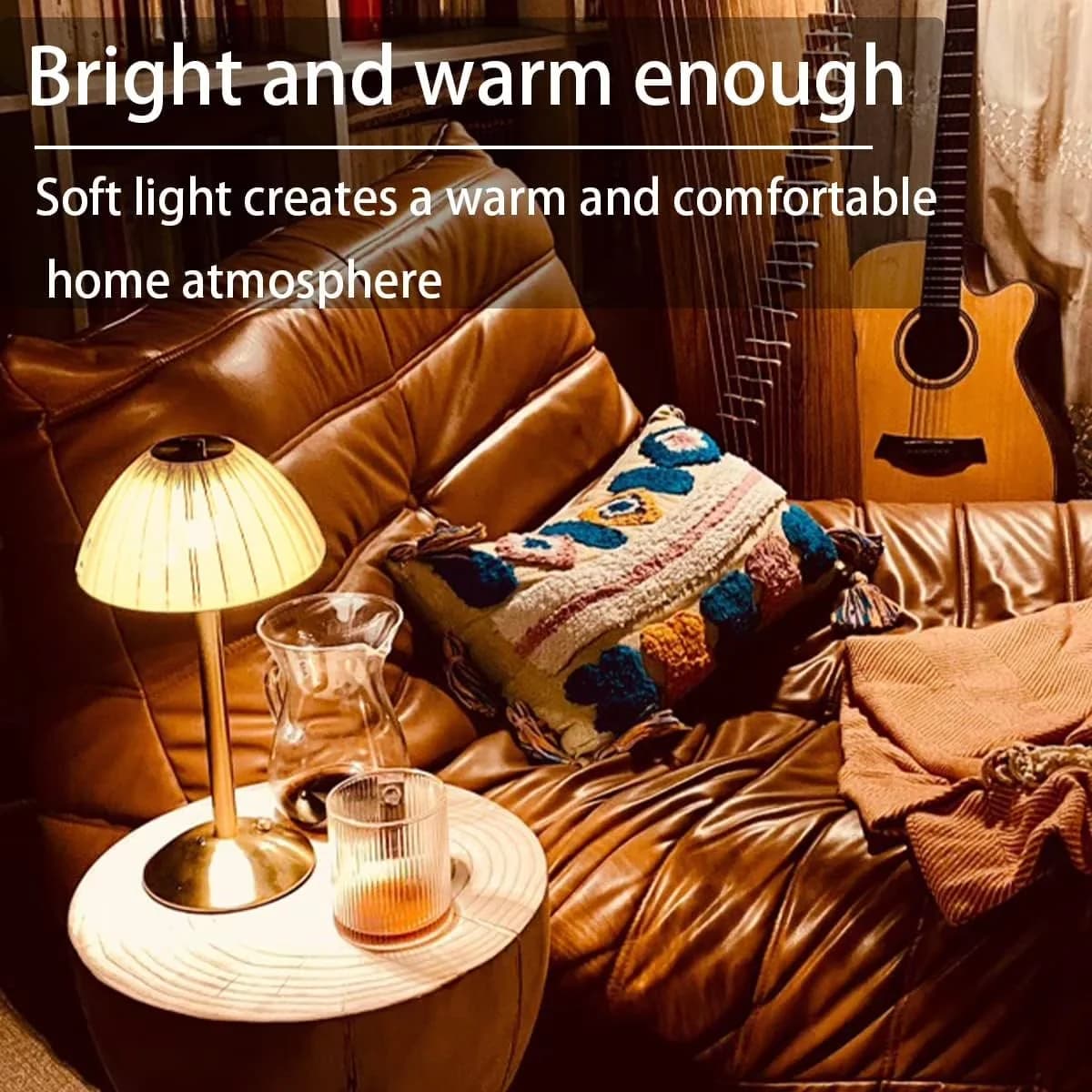 Lamp Quality with LED, Battery, Usb Port - Metal, Acrylic Gold for Bedroom, Office Model CA277A