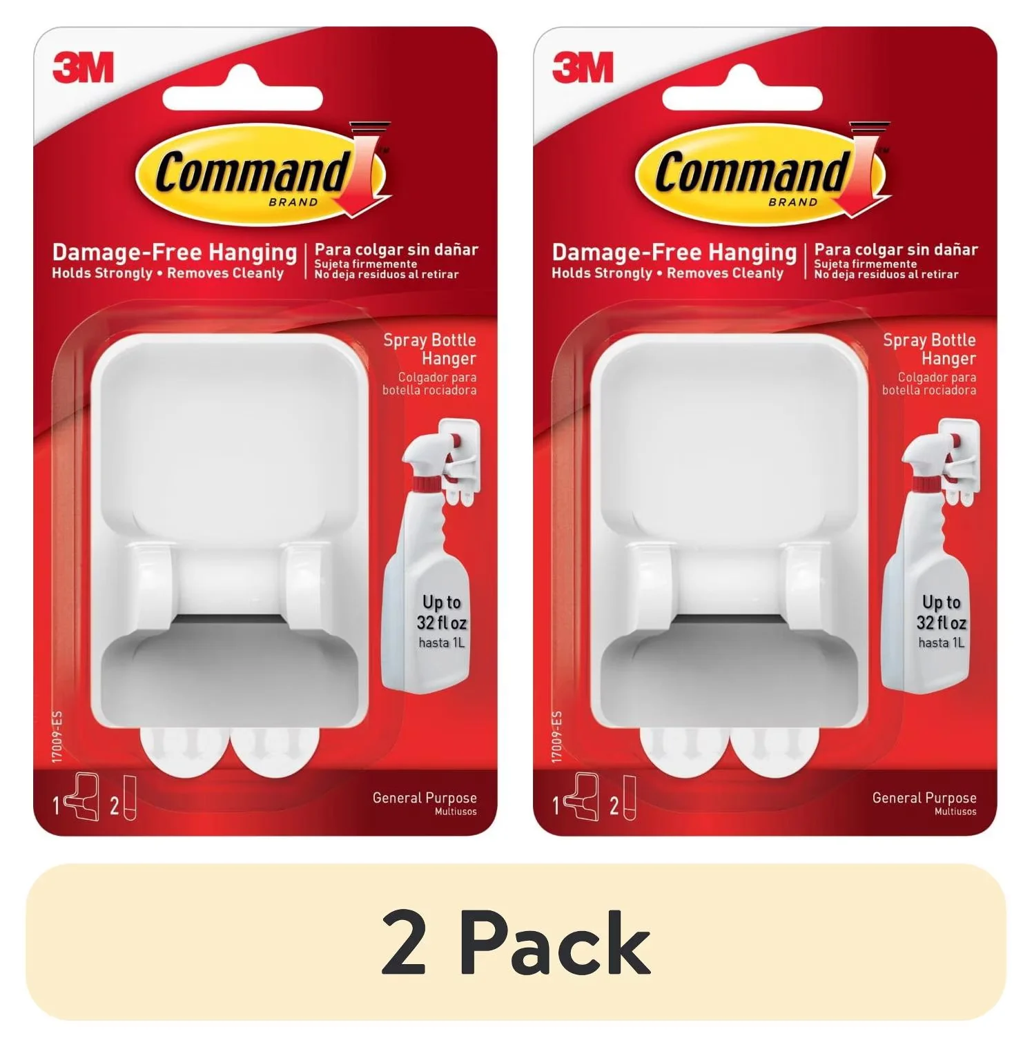 Damage-Free Hanging Compact with Easy Installation, 1 Hanger, 2 Large Strips - White Plastic Model A8D71D