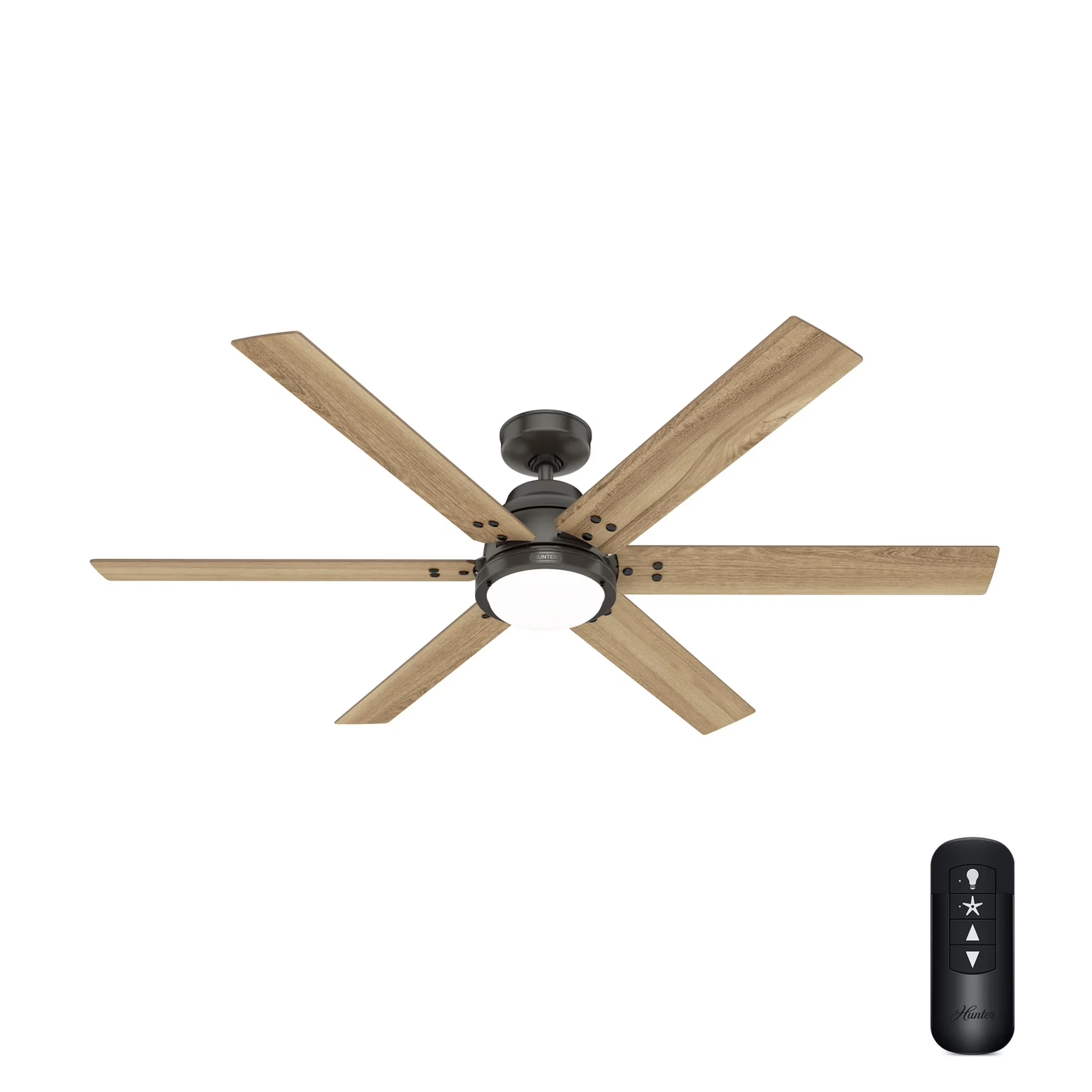 Ceiling Fan Modern with LED, Reverse Airflow - Bronze Glass for Living Room, Bedroom Model 8107E8