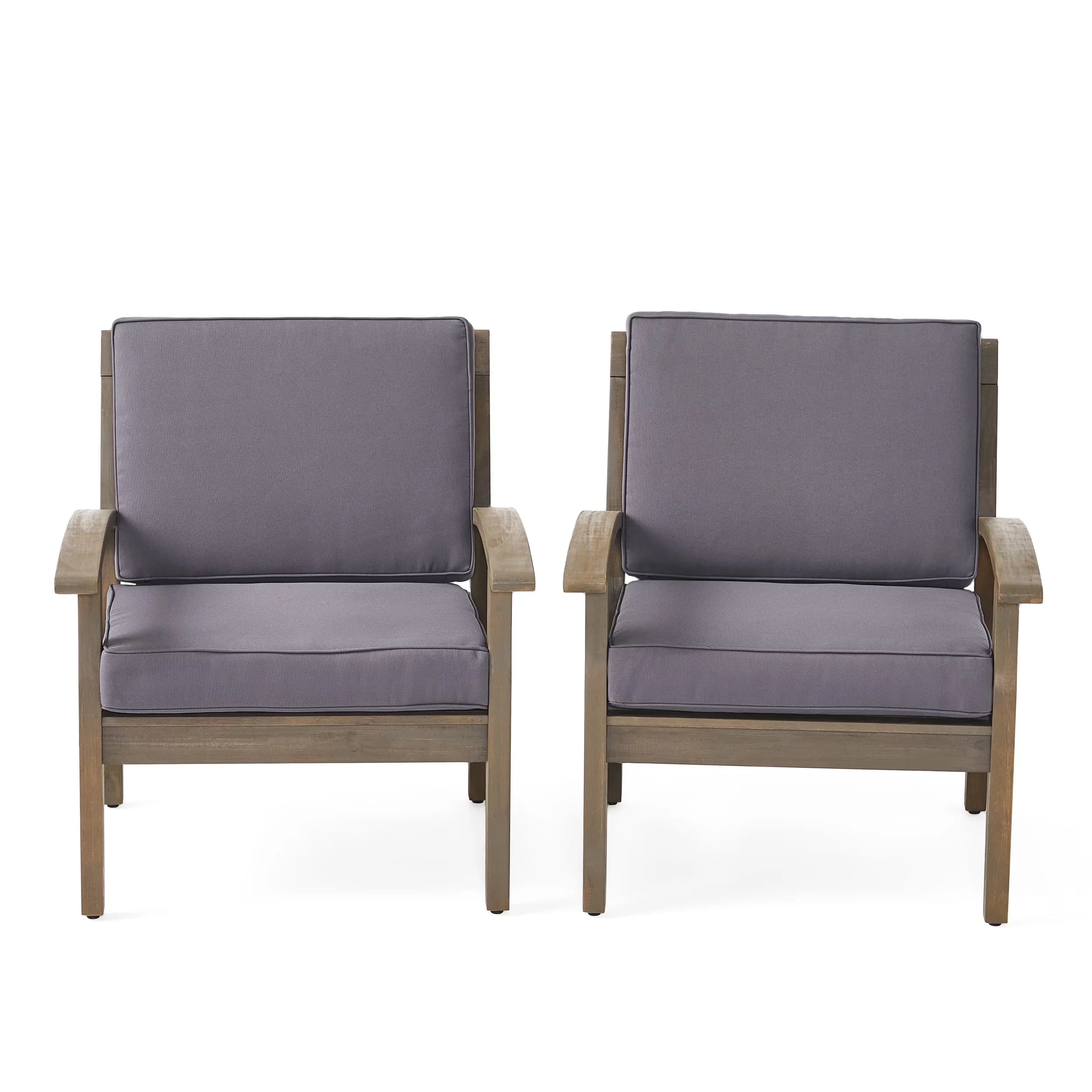 Modern Patio Chair with Removable Cushions, Cushions 32.25" - Gray Wood Model 5FED97