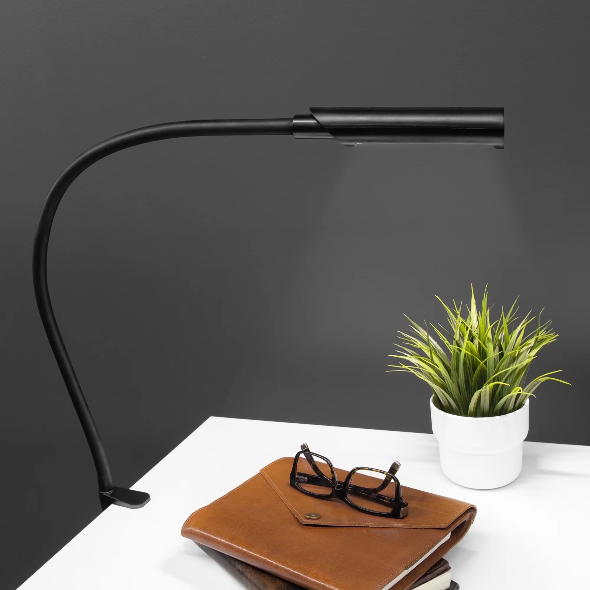 Desk Lamp Versatile with LED, Modern, Gooseneck - Silicone Black 3200TL Model 246842