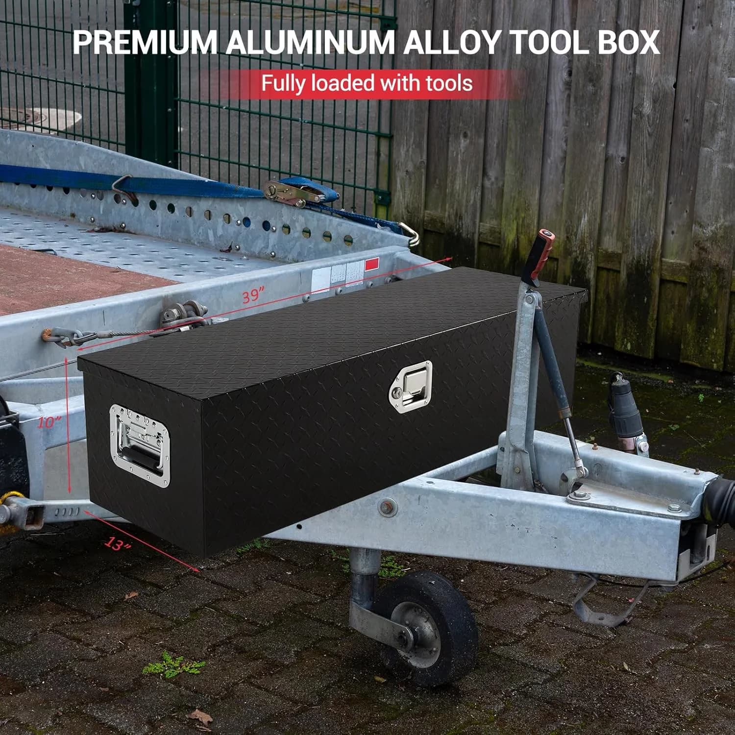 Professional Toolstorage with Storage, Waterproof, Product Name: Underbody Truck Box - Aluminum 10*13*39 Inches | Black | 2 Gas Rods... Model 2EB516