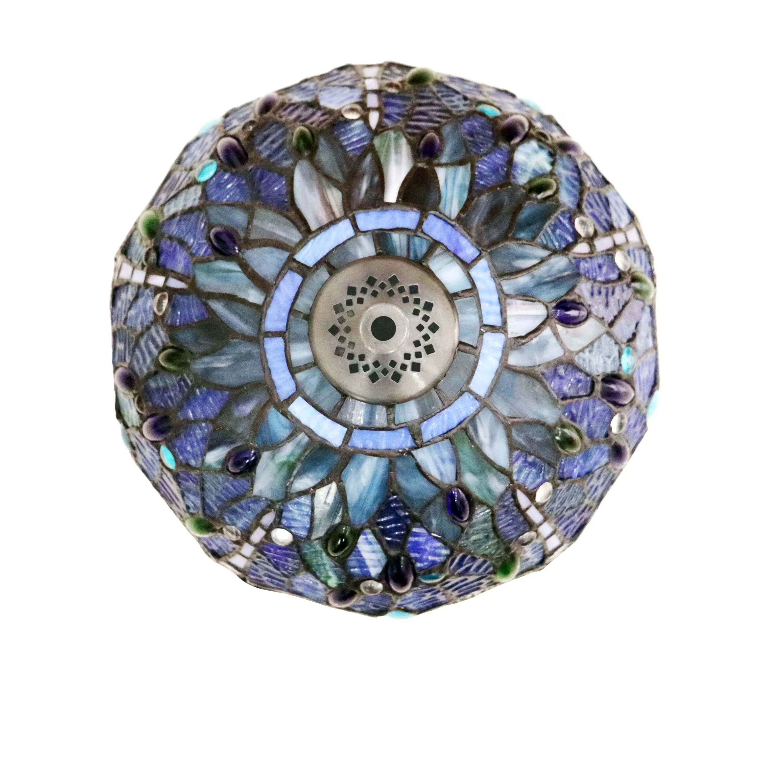 Stylish Table Lamp with Incandescent, Tiffany Lamps, On-cord rotary switch; Downlight - Bronze Resin, Glass, Metal Model C5322C