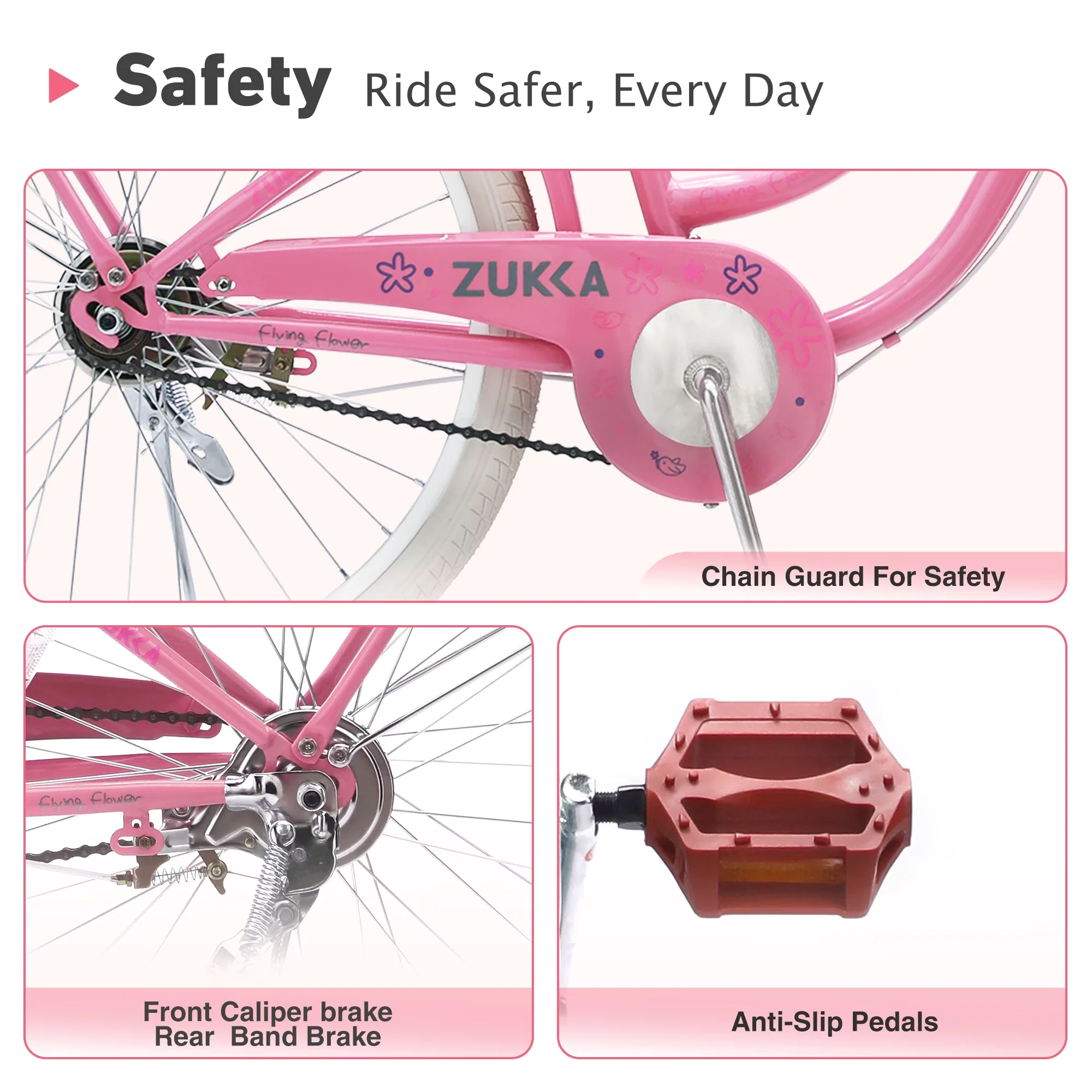 Cruiser Bike Modern with Adjustable Seat, Adjustable Height, 24" - Pink Model 3D54F3