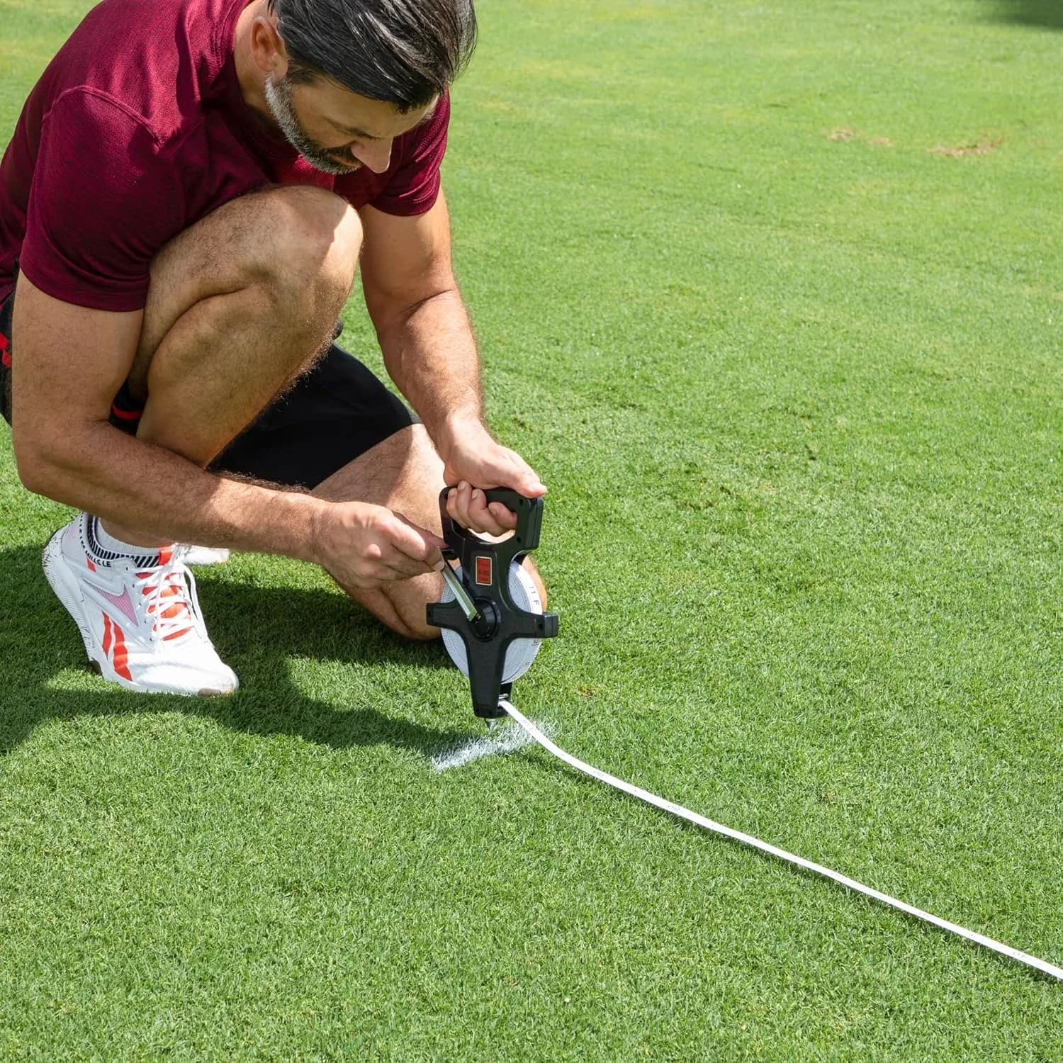 Quality Measuring Layout with Durable, Metal Spike - Black Fiberglass Tape, Plastic Reel, Metal Spike Model 2EA709