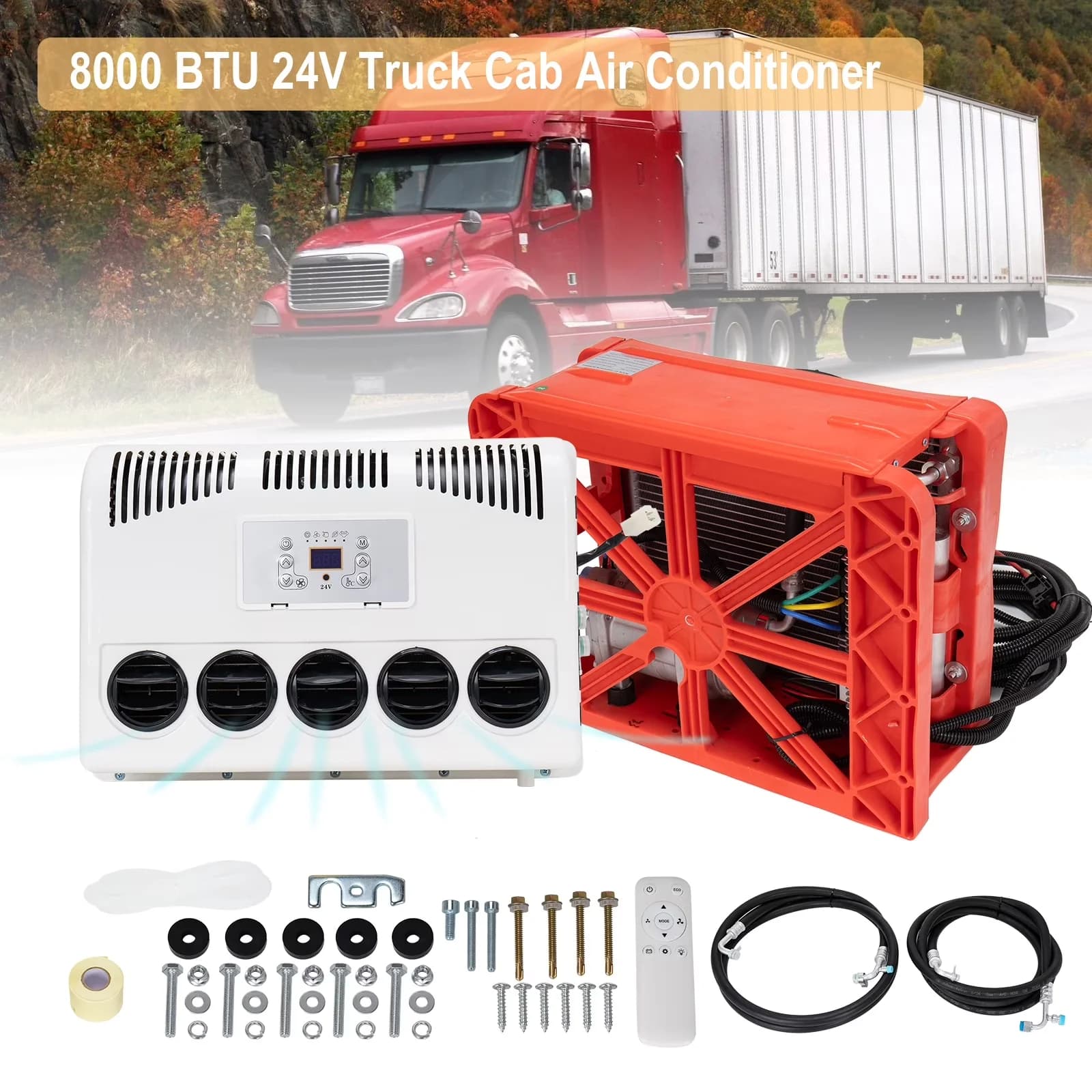 Versatile Air Conditioner with 8000 BTU, 24V, 24V 8000 BTU Electric Truck Kit - Red Model 9A1EE3