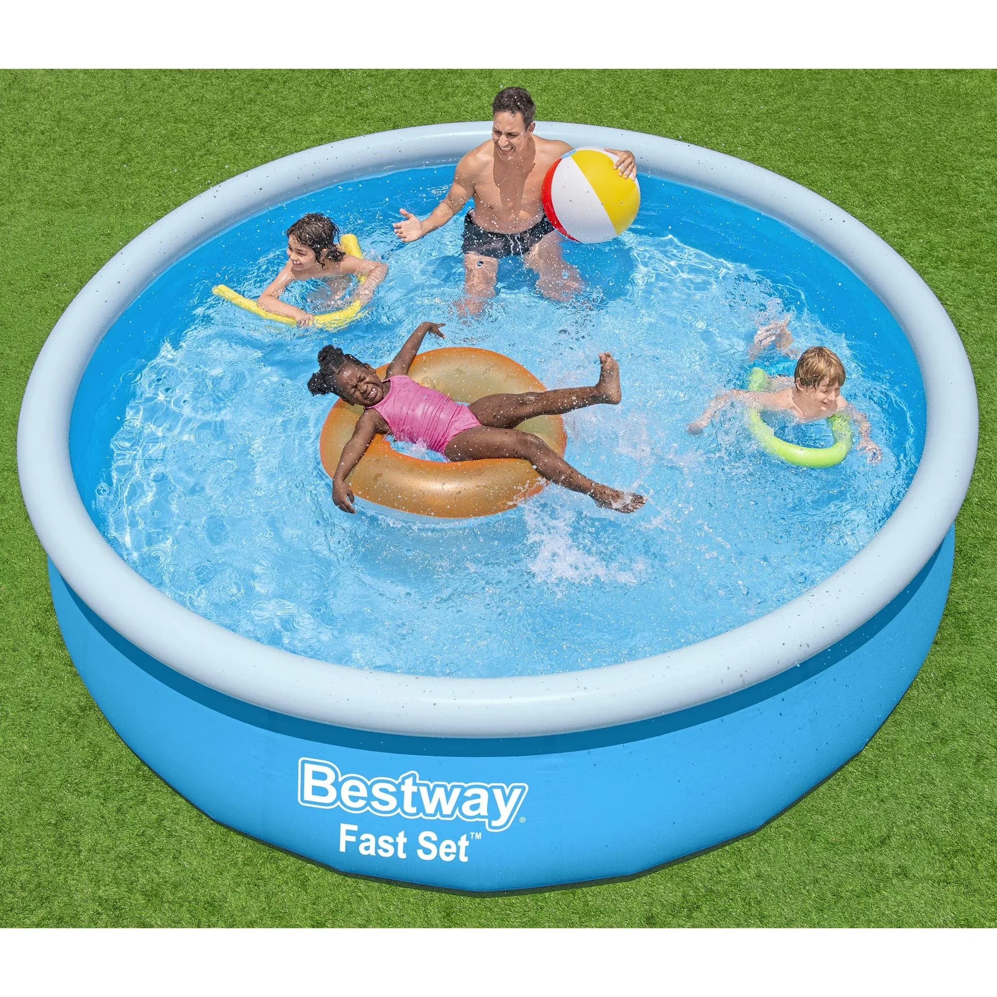 Stylish Inflatable Pool with Puncture Resistant, 12' x 30" Round Set - Multicolor Model 679FC6