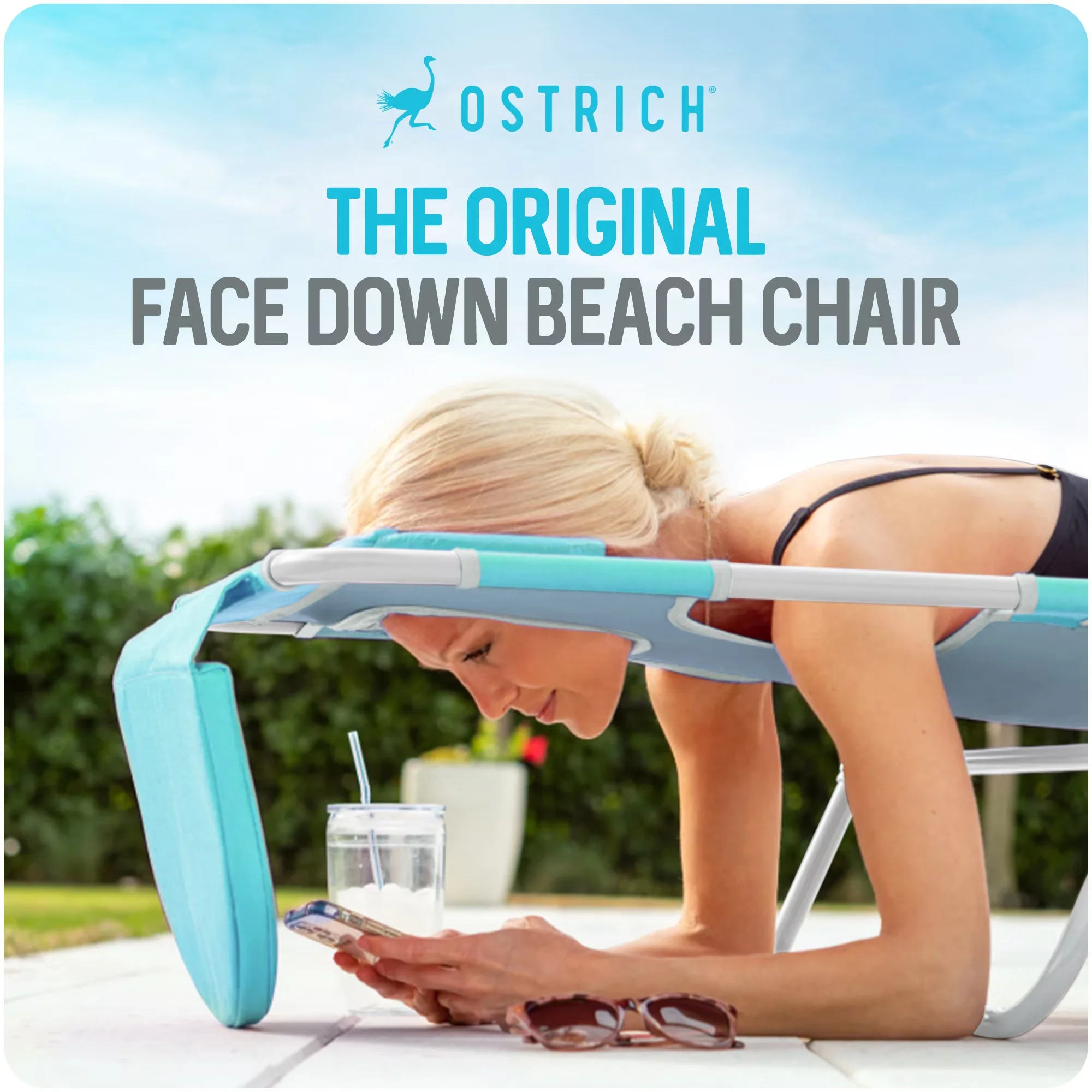 Efficient Beach Chair with Adjustable, Folding - Aluminum,Polyester,Steel Blue Model 55BD8C