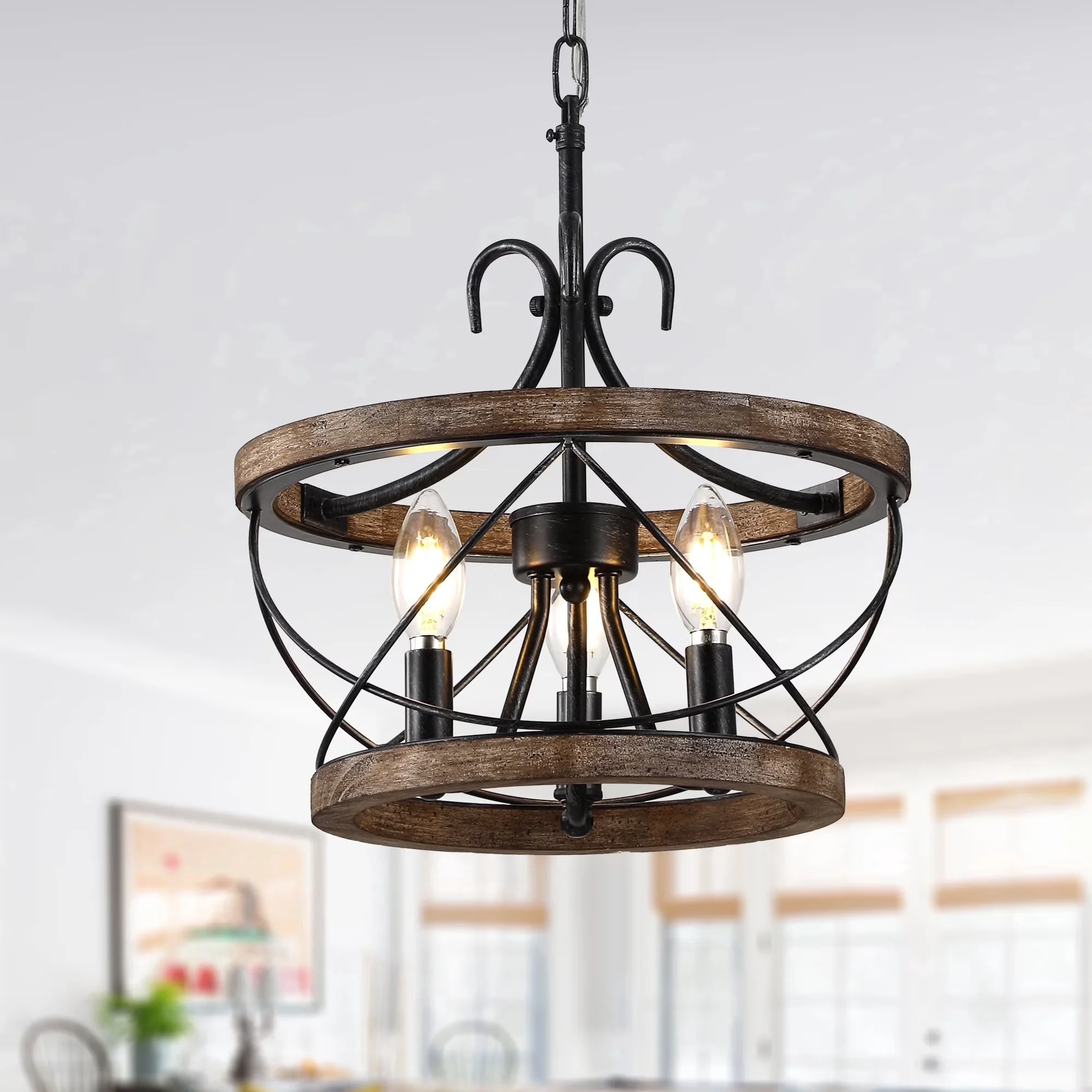 Quality Ceiling Lights Fixture with LED, Adjustable Height - Wood - Universal Fit Model B22FA0