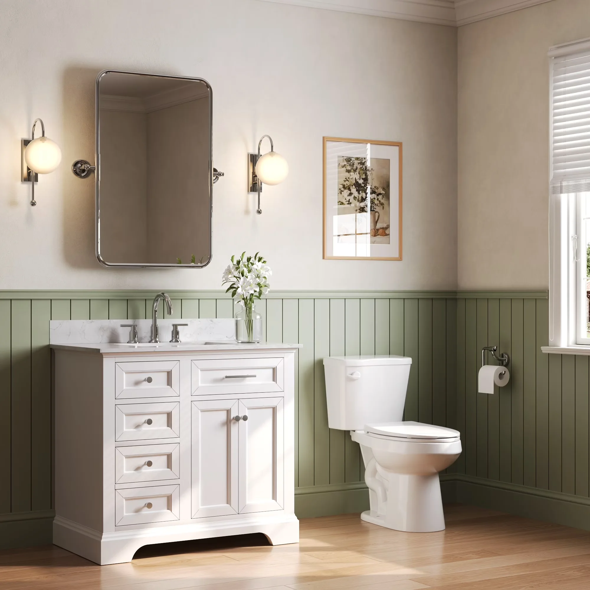 Bathroom Renovation Efficient with Easy Installation, Corner Installation, Soft Close Seat Included - Vitreous China White Model 5EE6C5