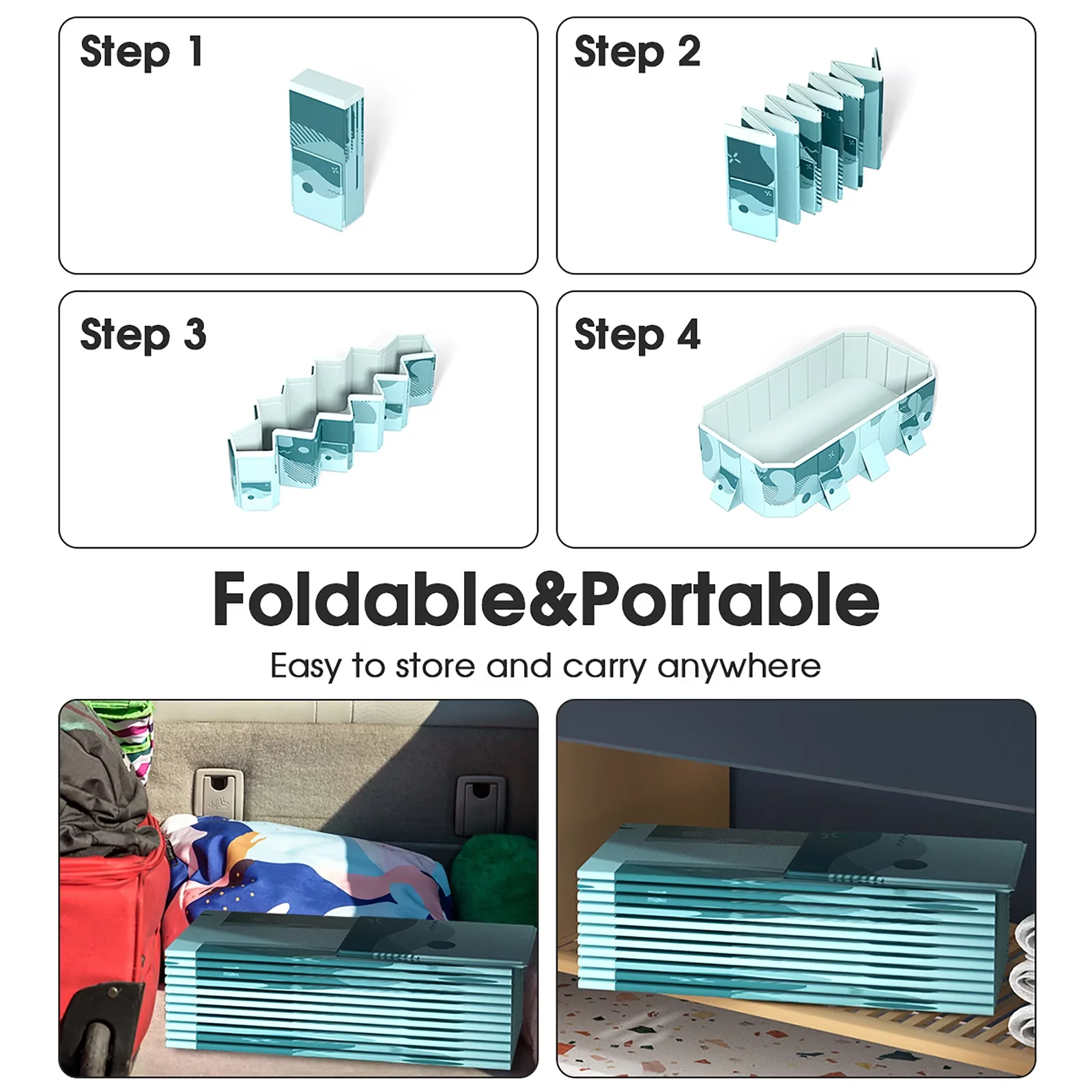 Compact Inflatable Pool with Uv Resistant, 101×66×20in, 101in Foldable Family Pool - Model 0FD3E9