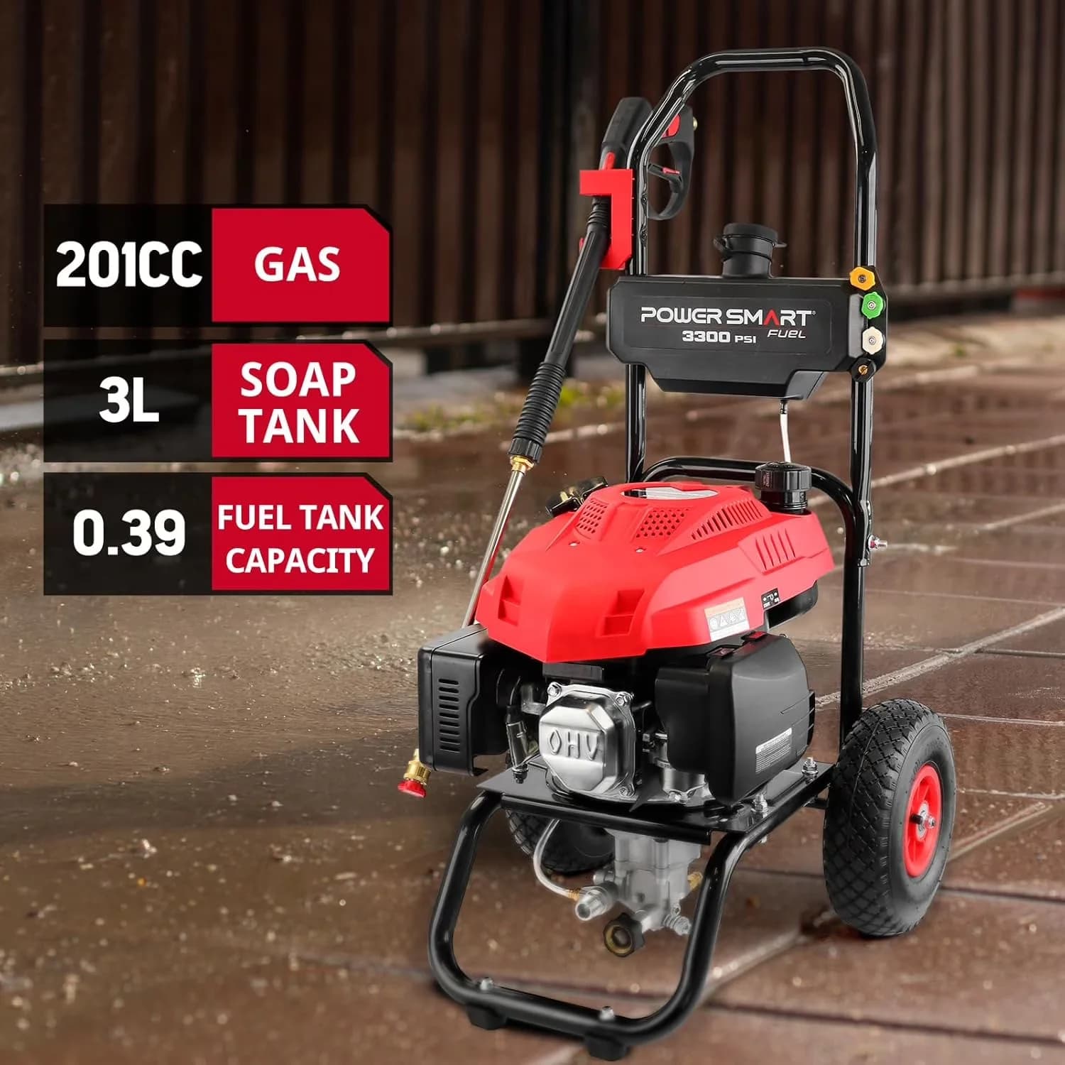Modern Pressure Washer with Adjustable Wand, 2.5GPM, Gas - 3300PSI - Contemporary Style Model 02E880