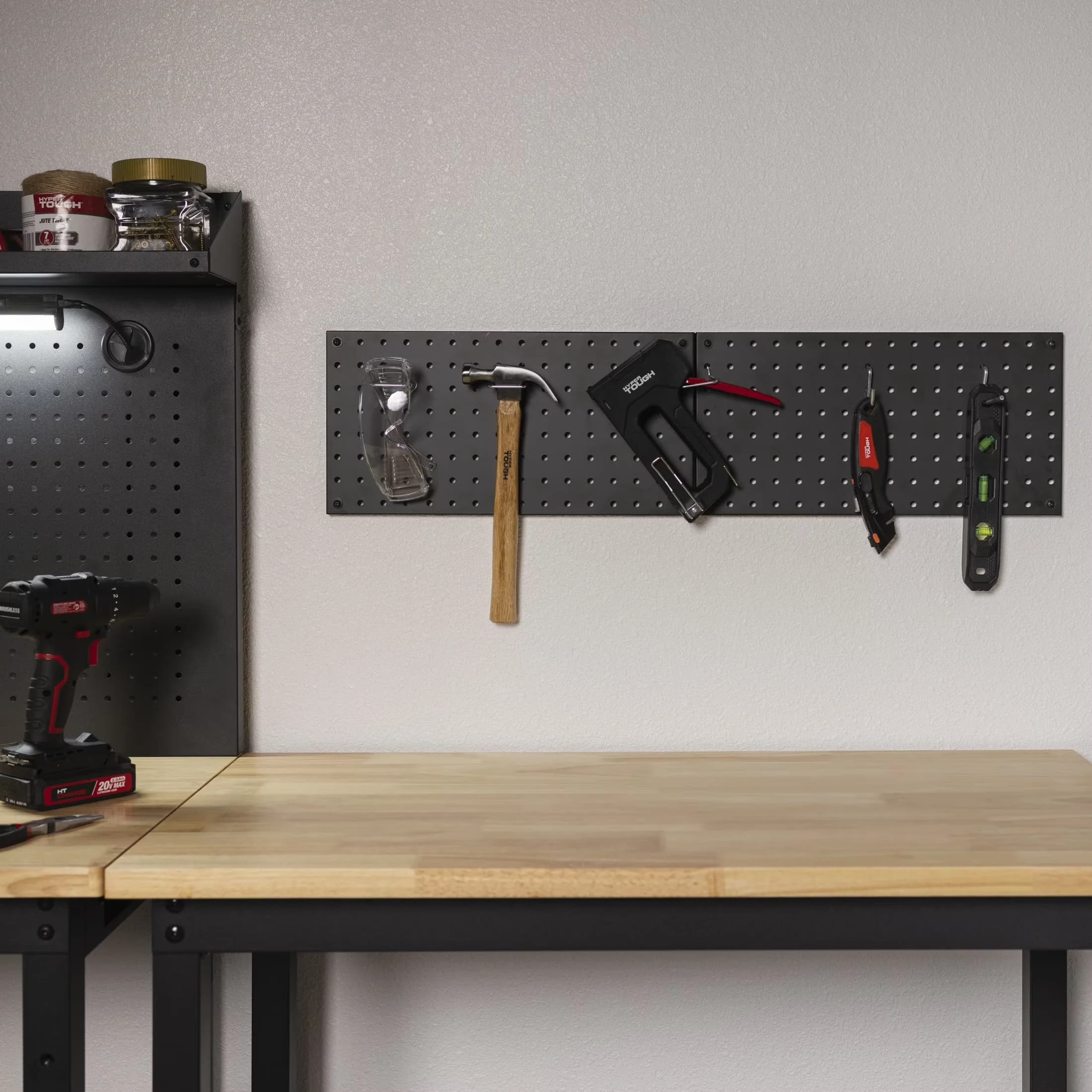 Garage Storage Supply Stylish with Easy To Clean, Wall Mounted Tool Organizer, 16-inch Pegboard Set - Steel Black Model 190E16