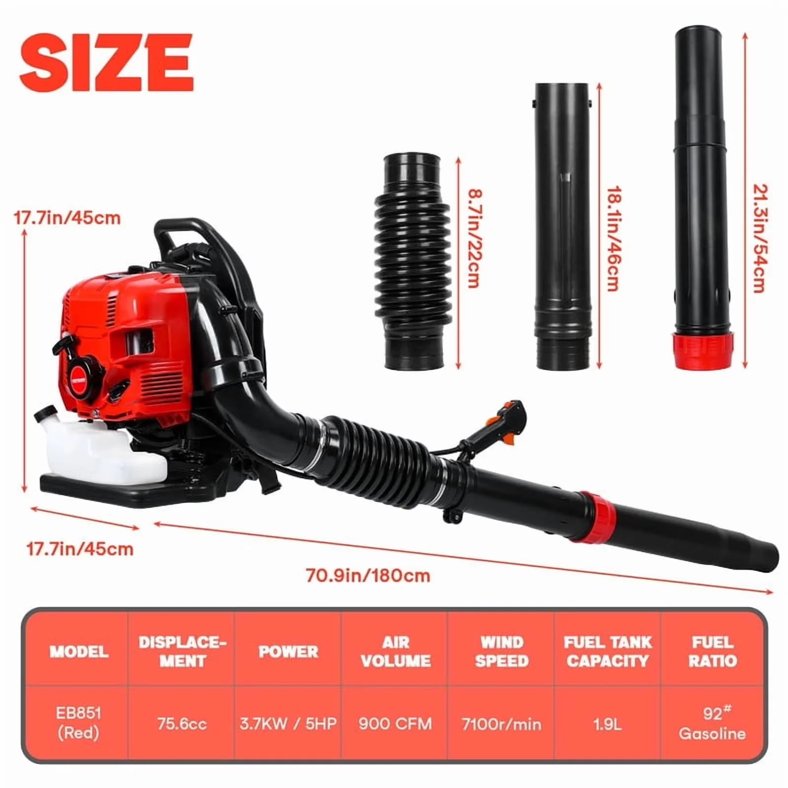 Durable Leaf Blower with Air Volume and Wind Speed, Item Name: Leaf Blower, Powerful 4 Cycle Engine - Model C40637