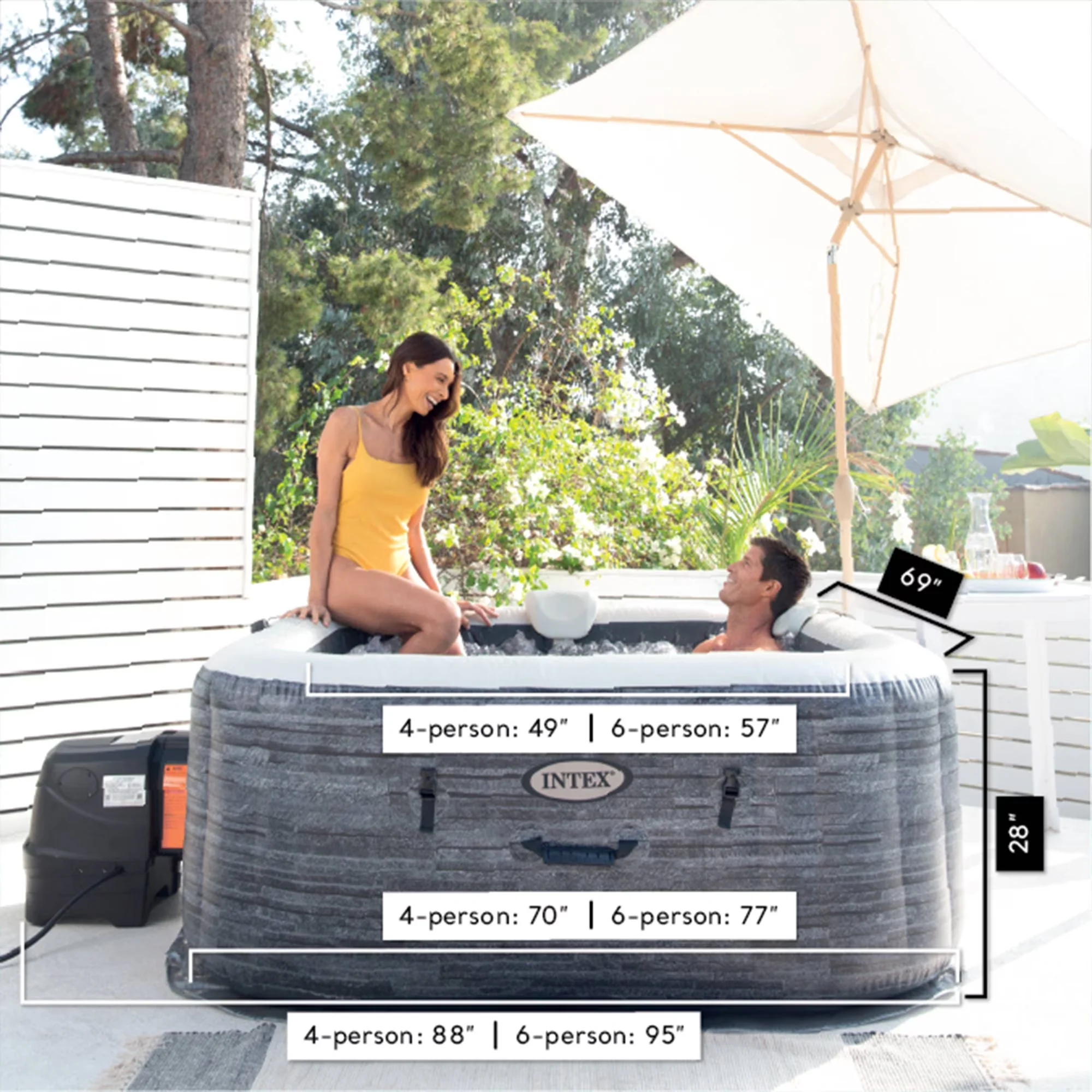 Essential Hot Tub with Energy Efficient, Uv Resistant, Color: Gray - Gray Model BE7870