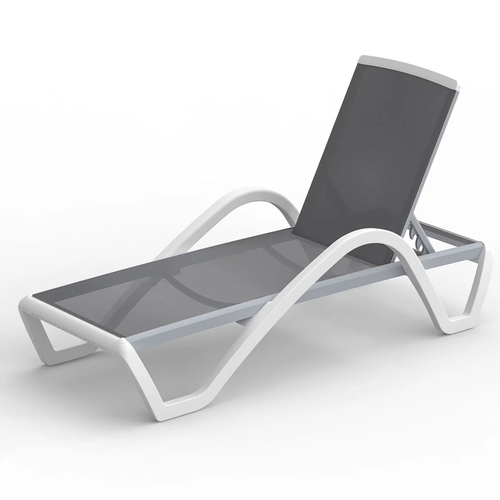 Premium Patio Chair with Lightweight, Adjustable Backrest and Armrests - Aluminum Gray Model 701C24