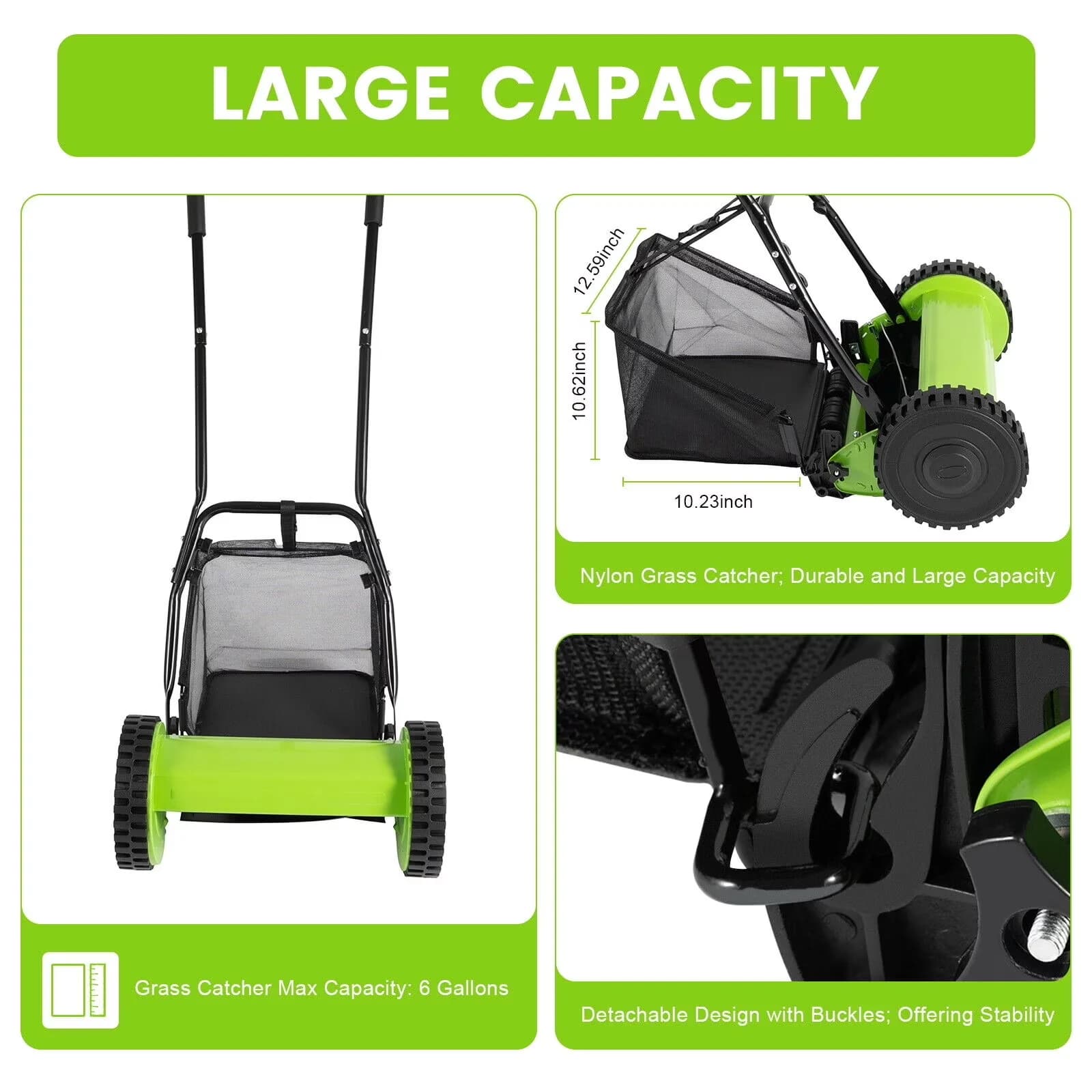 Durable Push Mower with Adjustable - Green Simple for Daily Use Model 237D59
