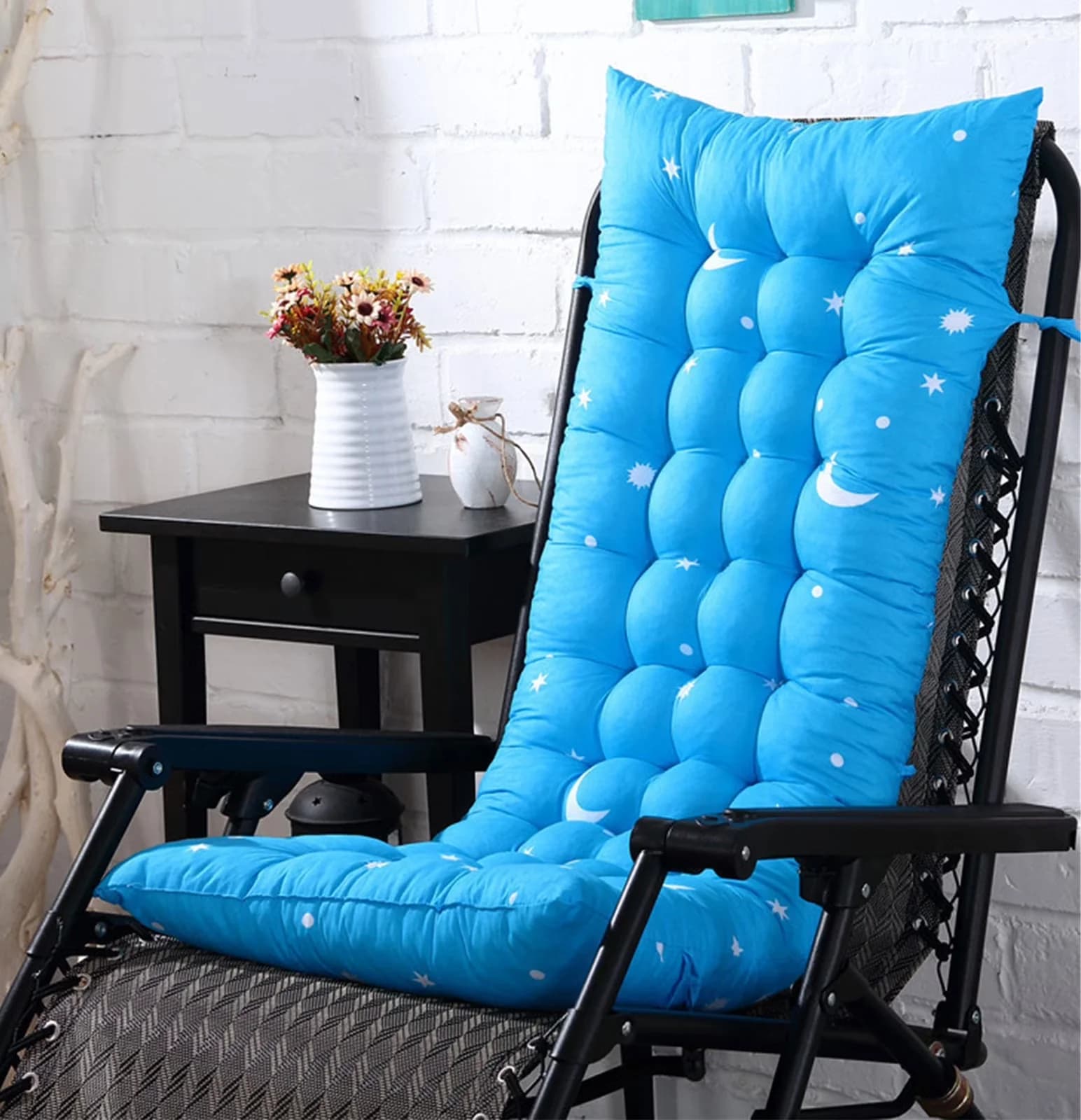 Patio Chair Quality with Rocking, Chaise Lounger Cushions - Sky Blue Nylon,Spandex for Indoor, Outdoor Model D799EB