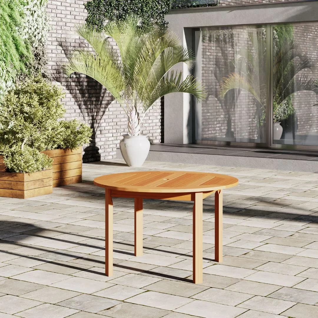 Compact Patio Dining Set with Weatherproof, Nelson Eucalyptus 5 piece Round - Brown Eucalyptus, Wood Model 0FB3EA