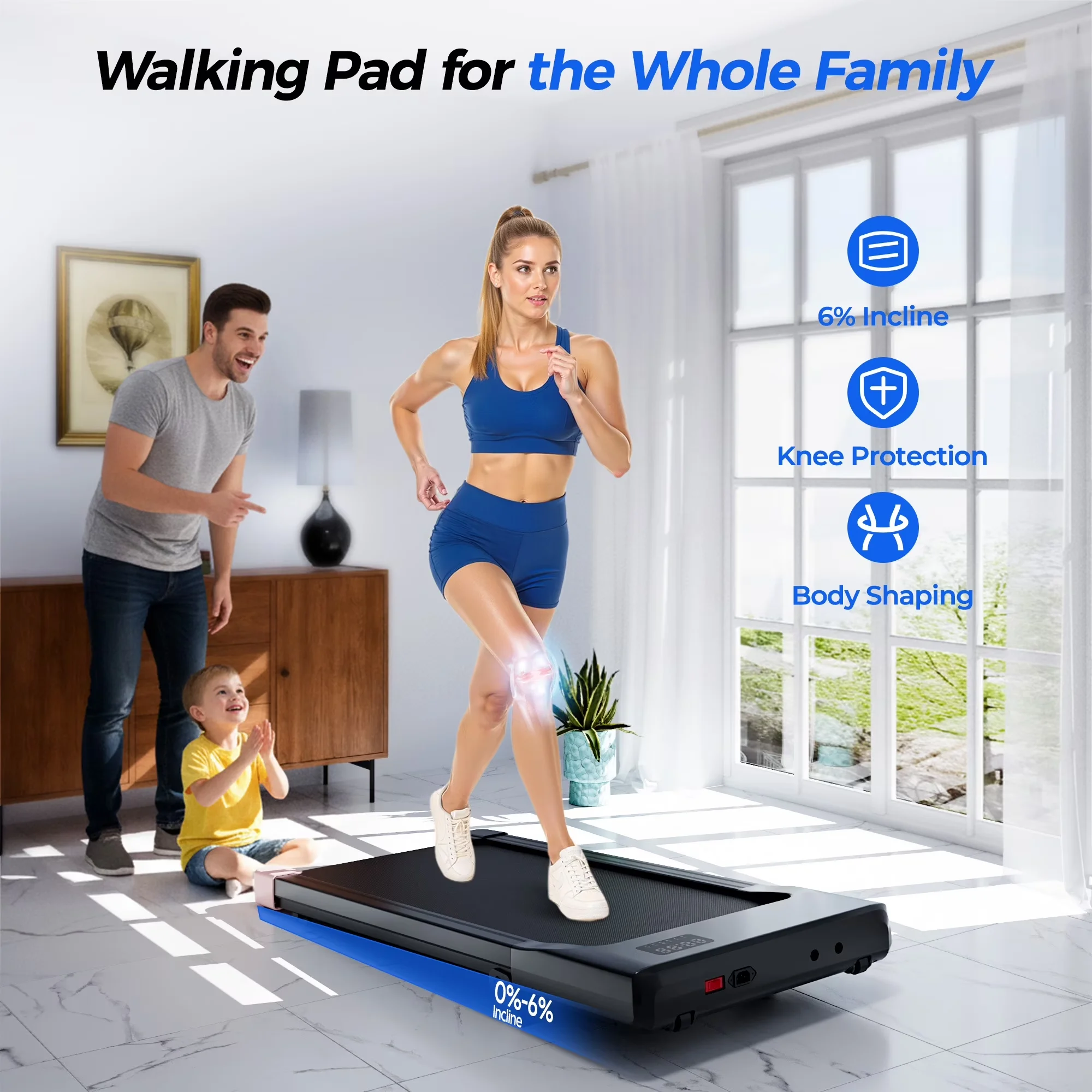 Versatile Home Gym with LED, Has Wheels, App Compatibility - Black Walking Model CA607D