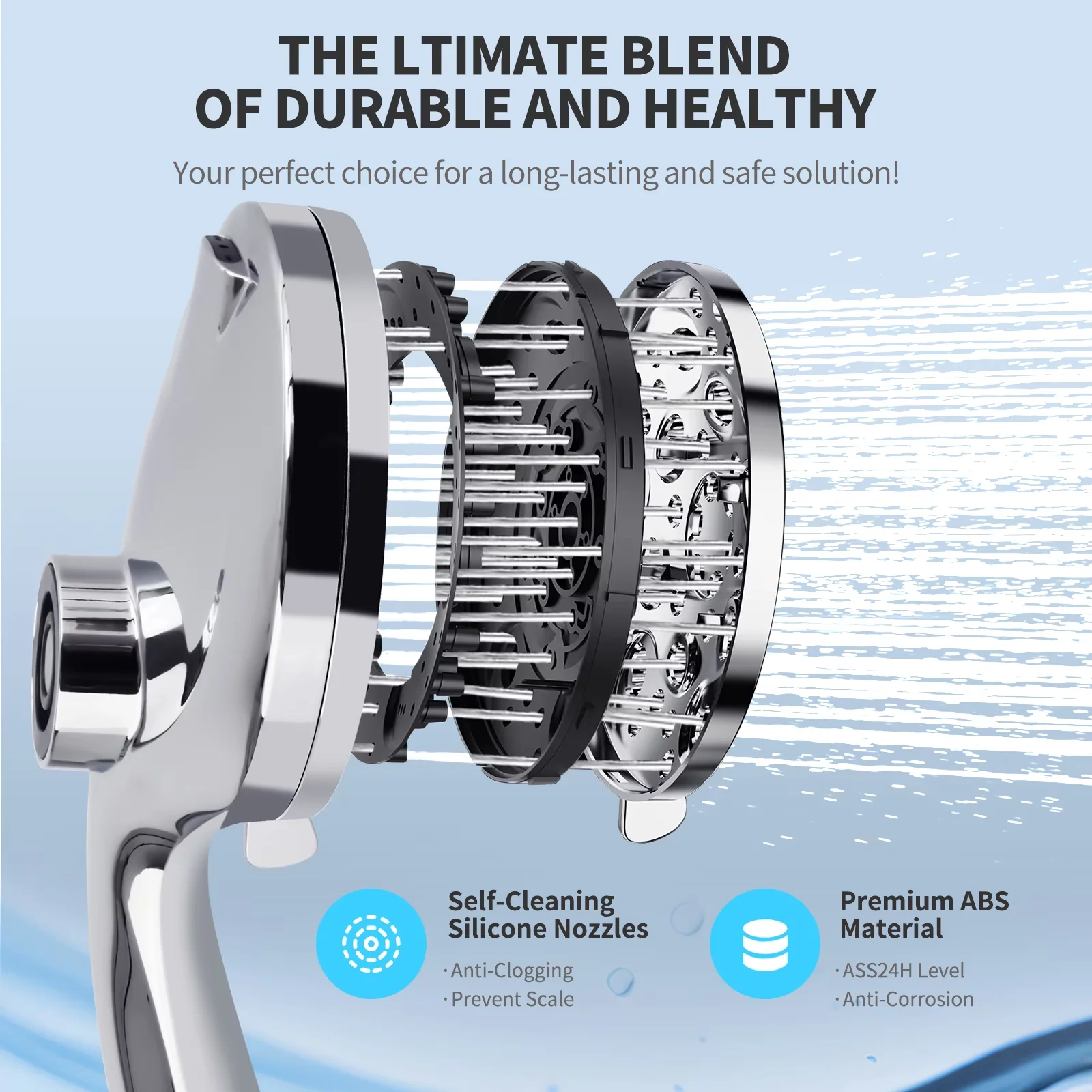 Premium Bathroom Renovation with Adjustable, Anti-Clog, Magnetic - Stainless Steel Silver Model B93351