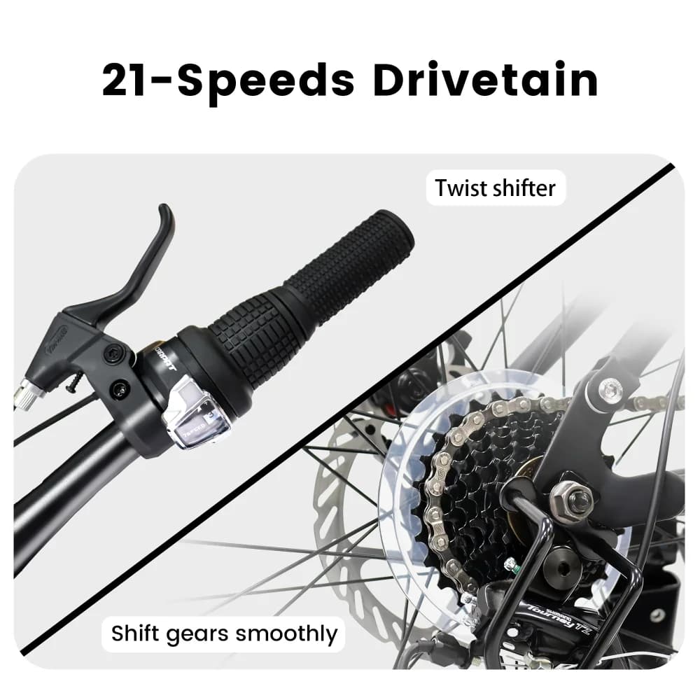 Stylish Mountain Bike with Adjustable Speed, Adjustable Seat, 24 26 inch Full Suspension - Black Model E4954B