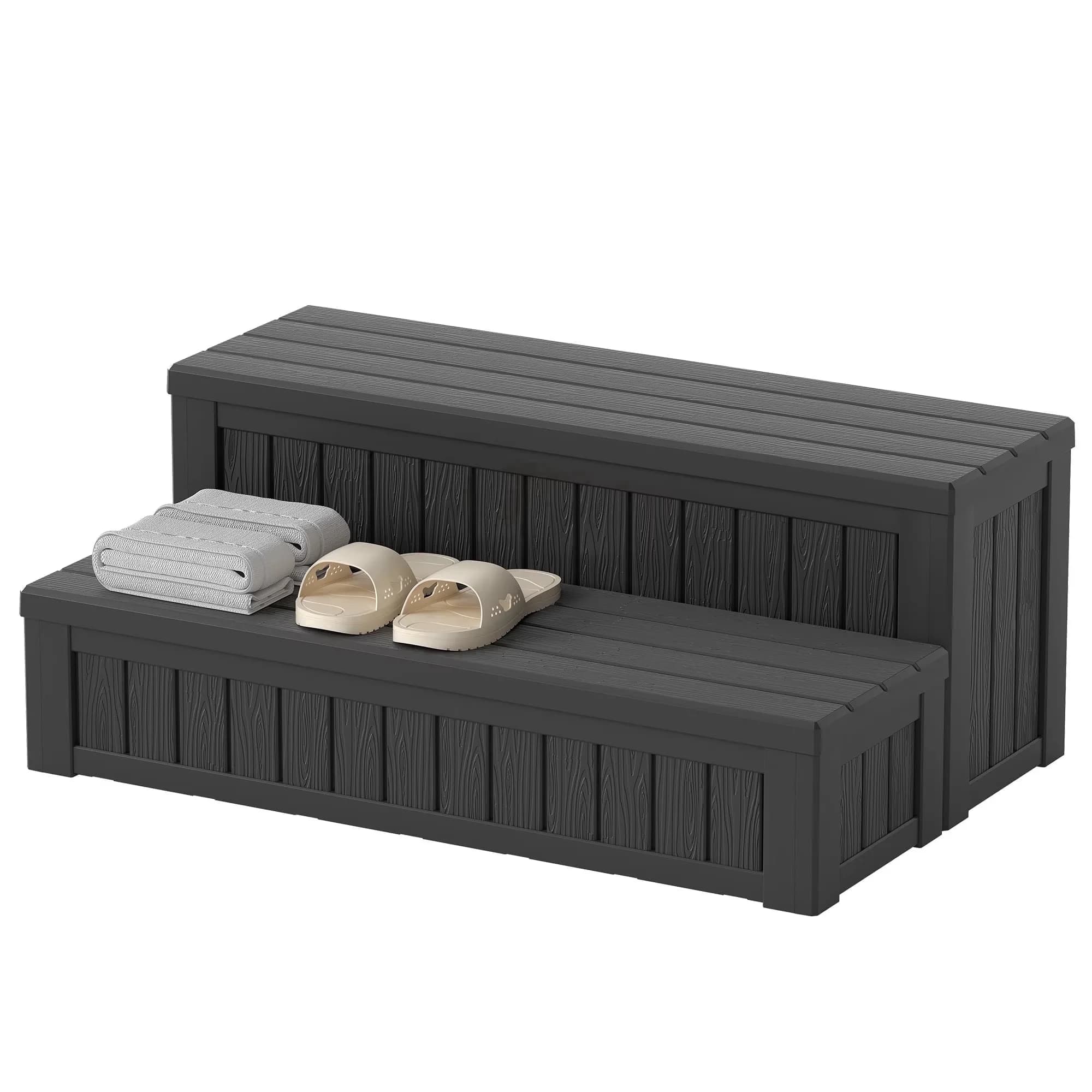 Classic Hot Tub with 36.6” Long Outdoor Spa Steps, Non-Slip Stairs - Black Resin for Rv Model 2F1DD8